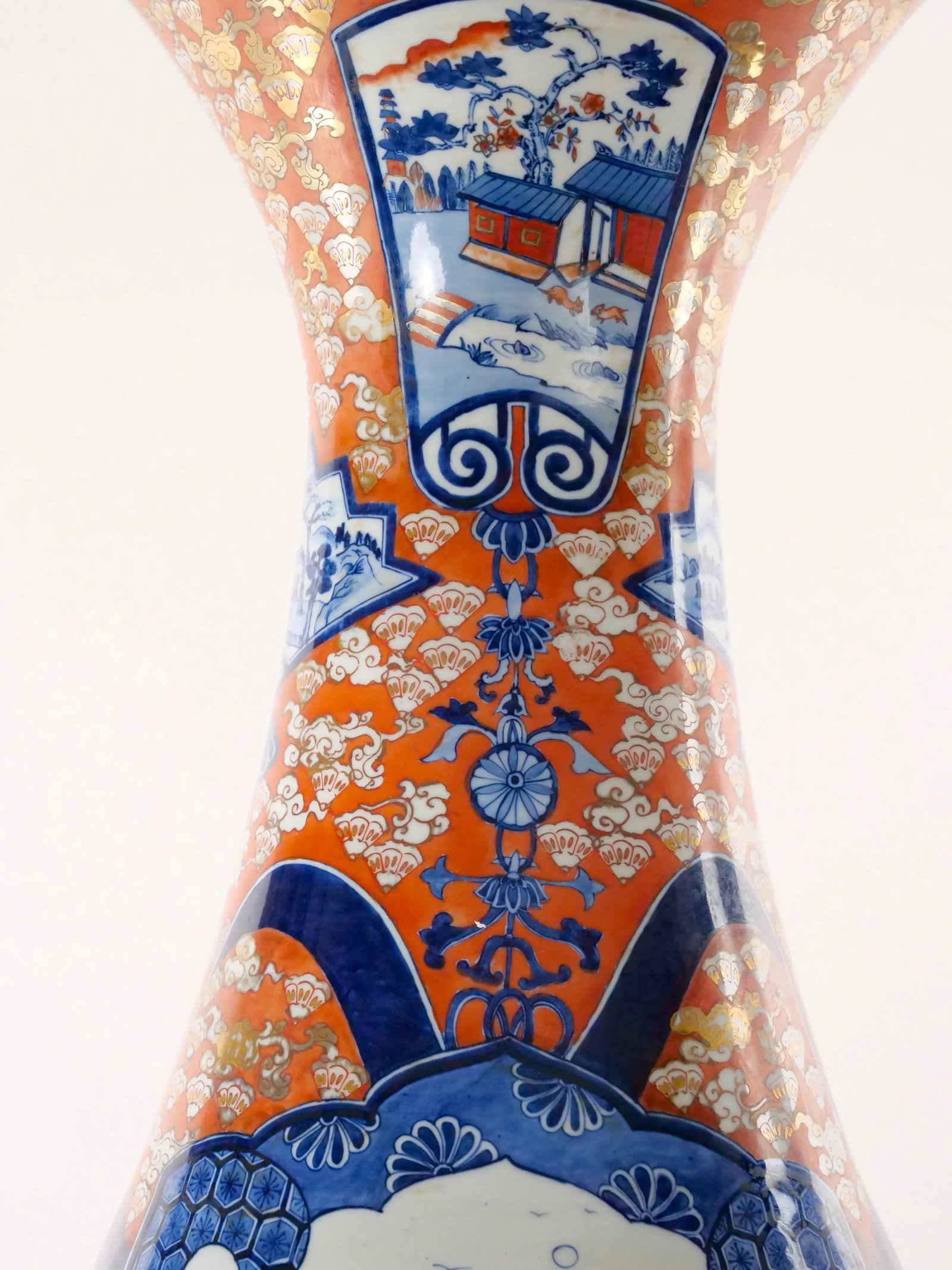 Large Imari Porcelain Flori-Form Trumpet Decorative Floor Vase - 6