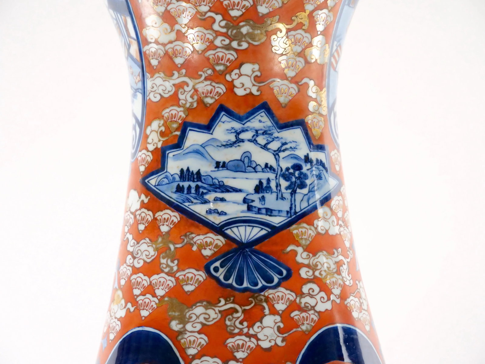 Large Imari Porcelain Flori-Form Trumpet Decorative Floor Vase - 7
