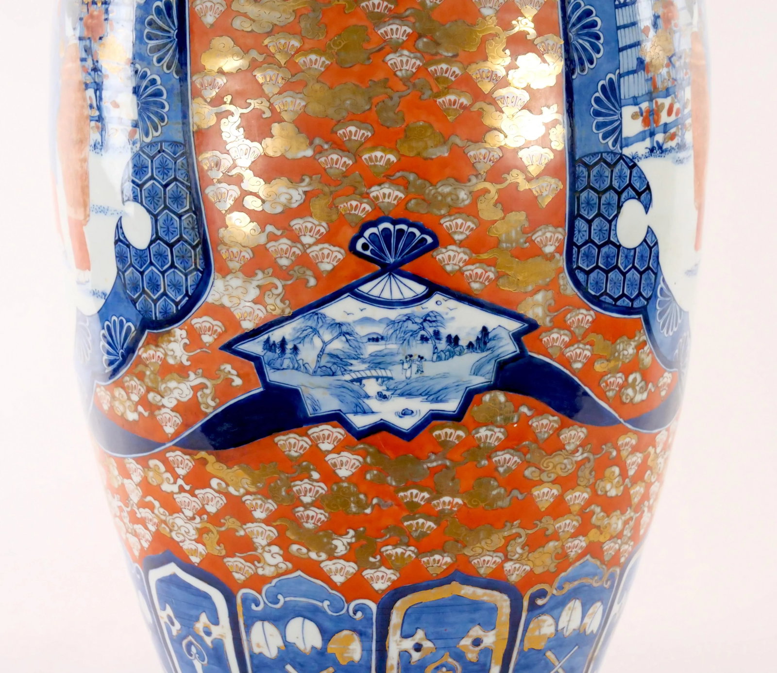 Large Imari Porcelain Flori-Form Trumpet Decorative Floor Vase - 8