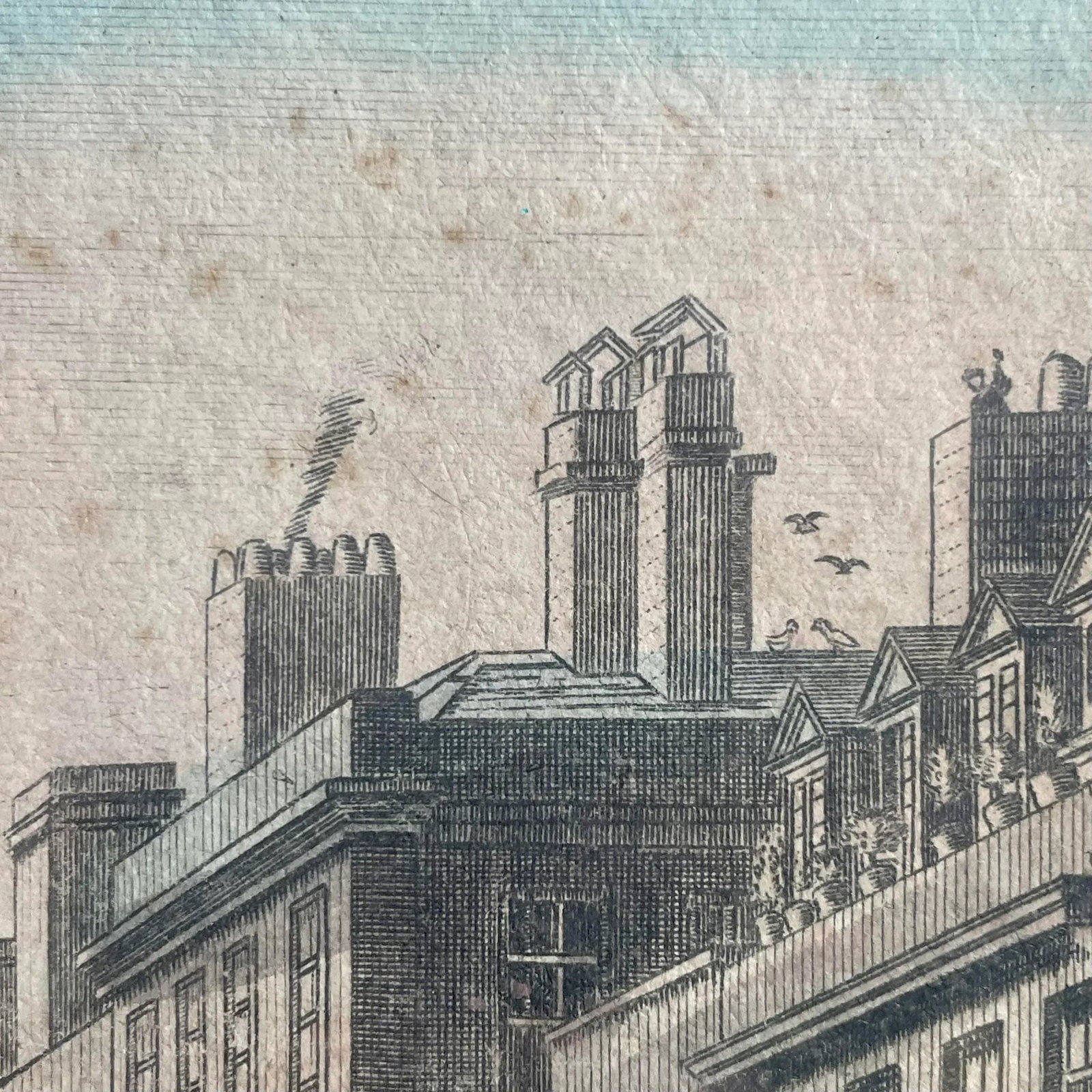 French "Vue D' Optique" Hand-Painted Engraving Vintage - 6