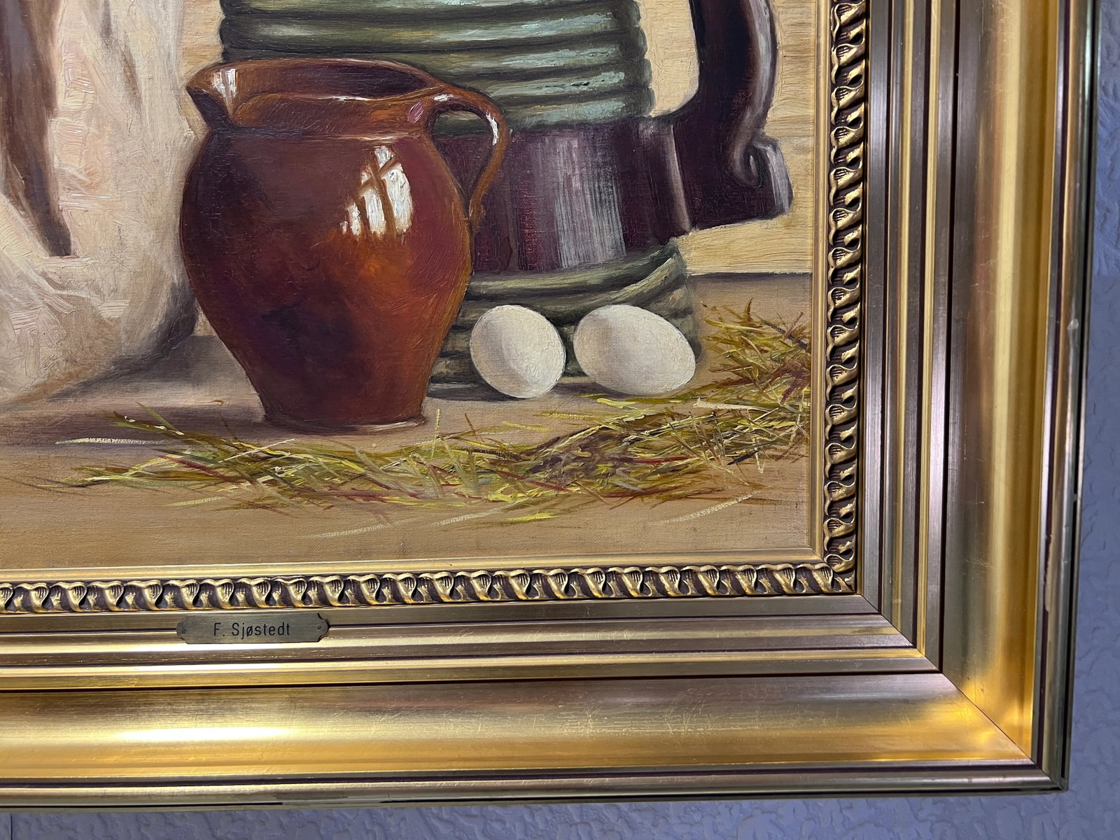 1898 Scandinavian Artist F. Sjostedt Antique Oil Painting on Canvas, Still Life - 8