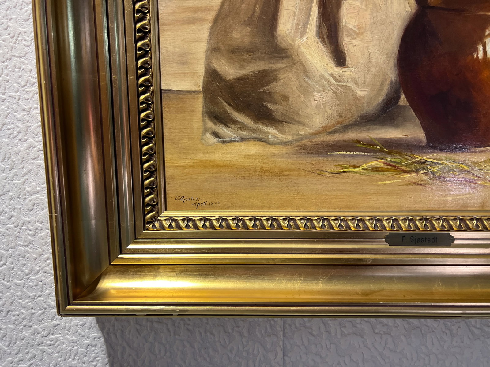 1898 Scandinavian Artist F. Sjostedt Antique Oil Painting on Canvas, Still Life - 9