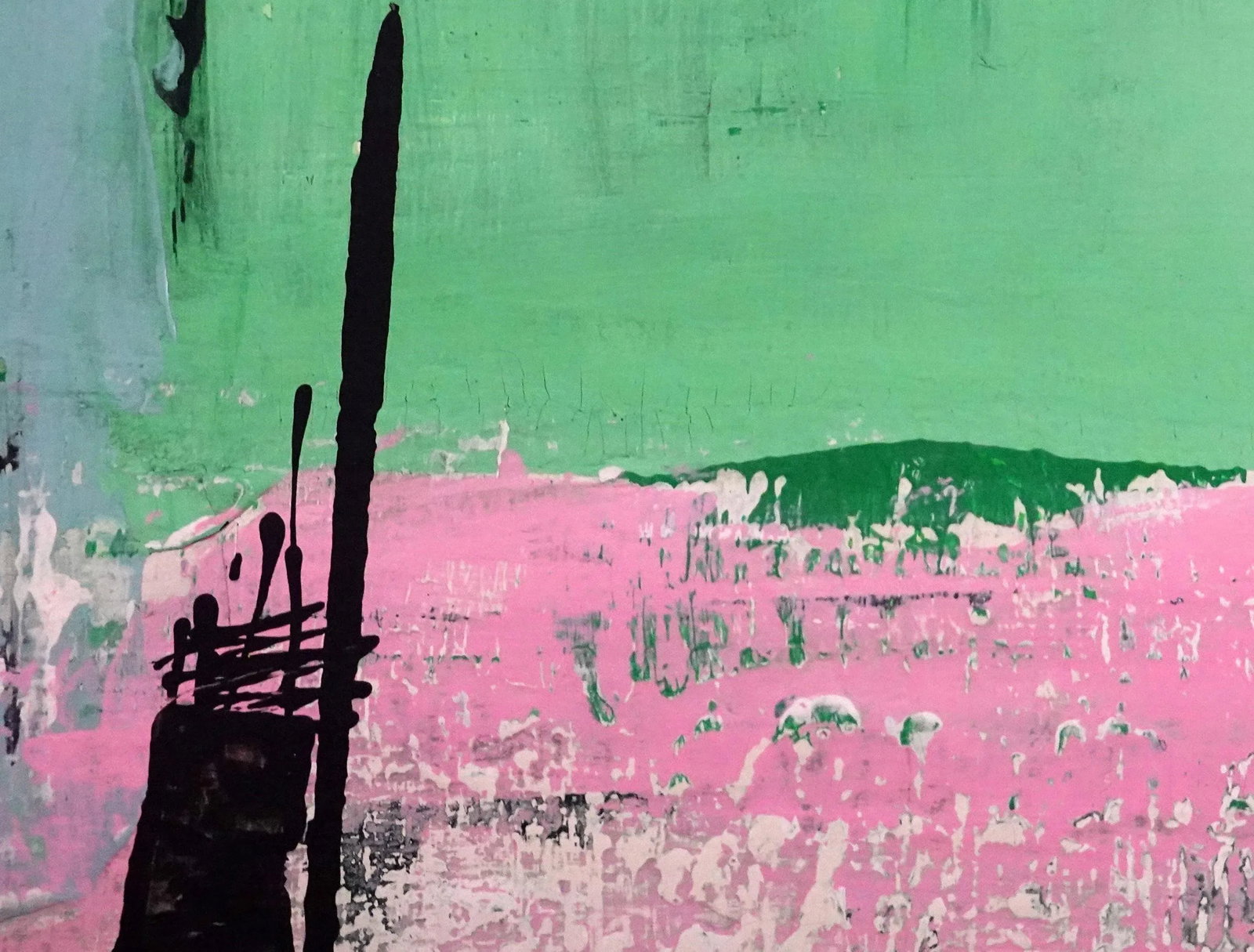Popcorn. VII Framed Abstract Modern Green/Purple Painting - 3