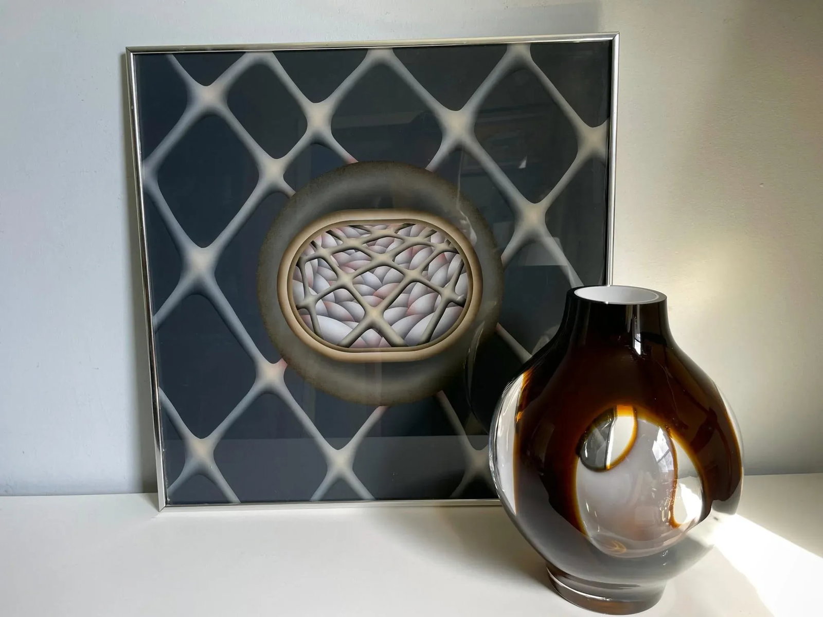 1979 Paul Pinzarrone Op Art Painting Airbrush Acrylic on Lucite Board Framed - 4