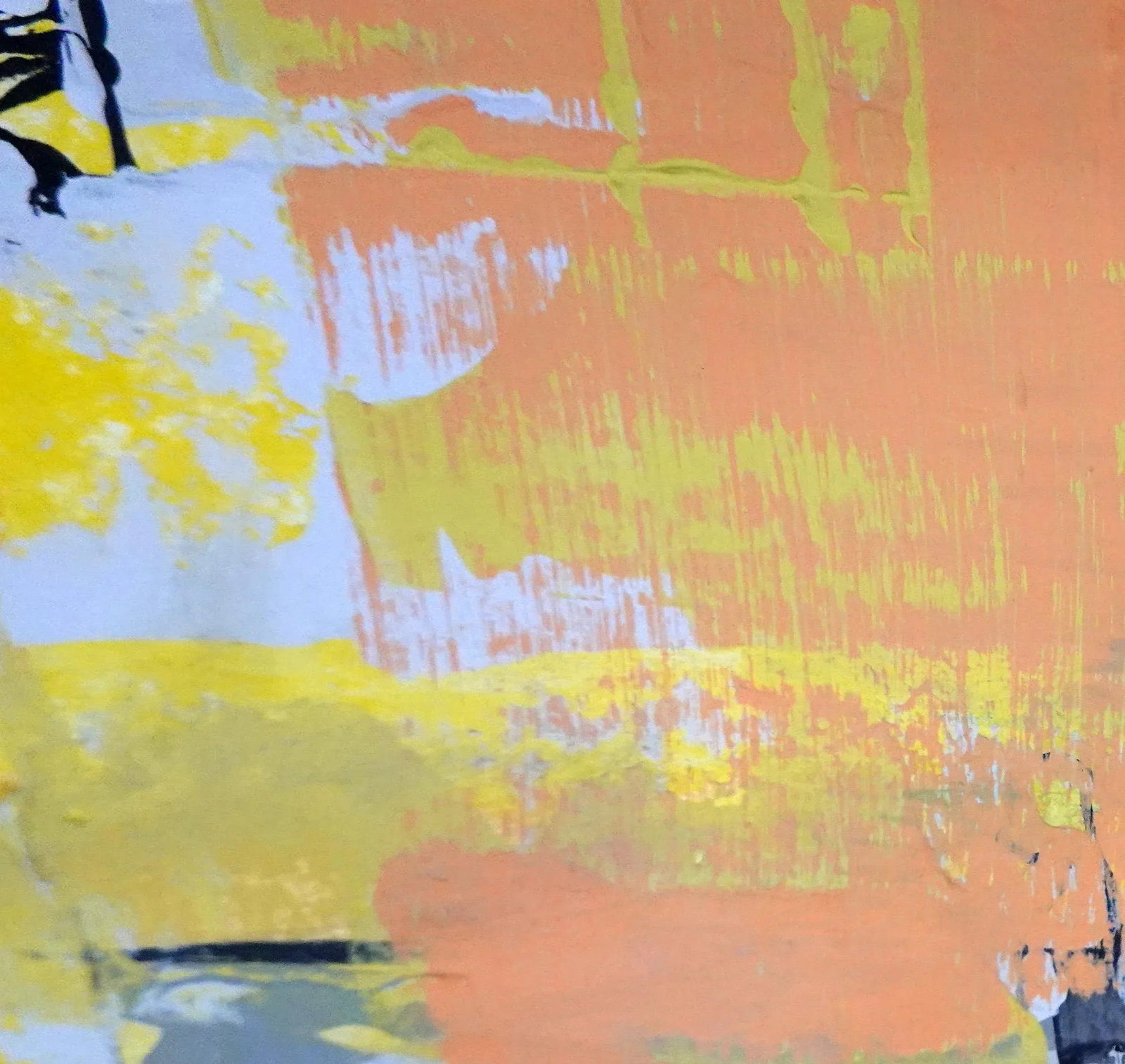 Popcorn. XIII Framed Abstract Pink on Yellow Painting - 2