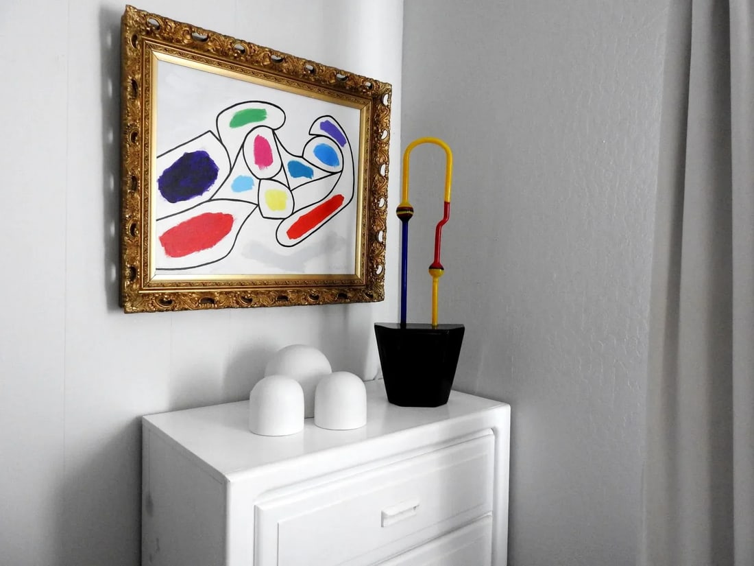 Cubist Acrylic Painting of Nude Woman Framed - 5