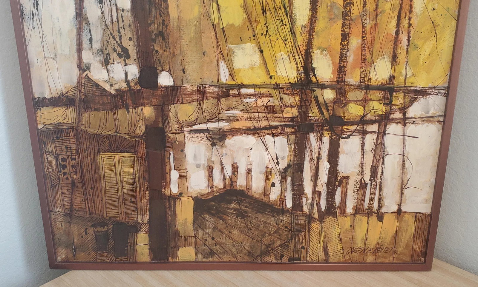 Mid 20th Century Abstract Nautical Lawerence Reiter Painting, "Mast" - 4