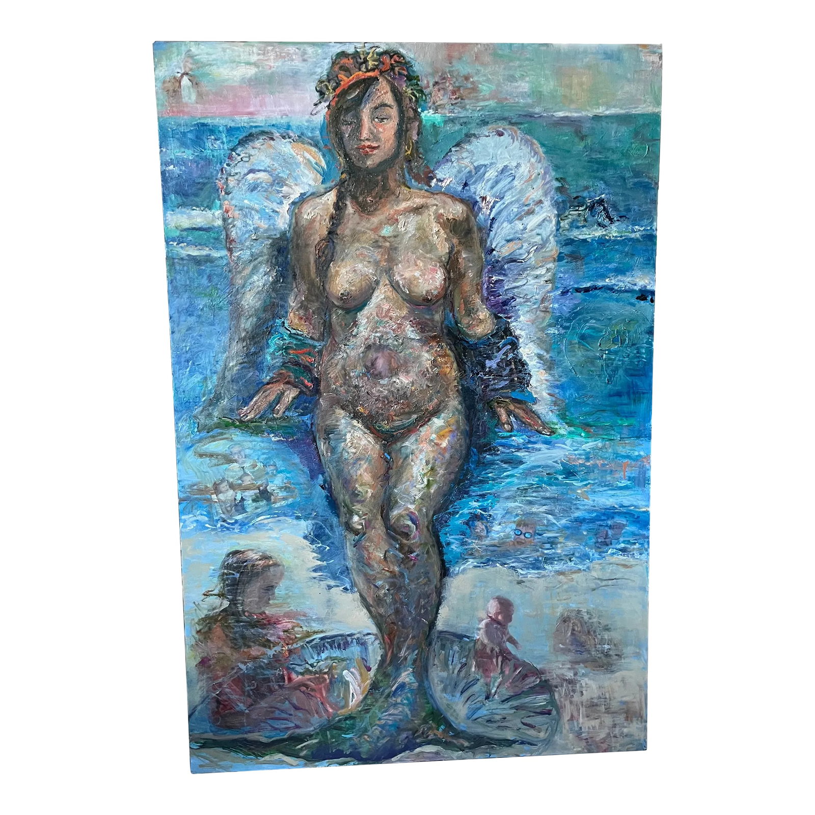 ''Birth of a Mermaid'' Contemporary, Figurative Oil Paintings, by Van Ness: 'Birth of a Mermaid'' Contemporary Figurative Oil Painting by Nancy T. Van Ness Great gift, Full size oil painting. 47.5"x72" As seen in galleries in CA, FL, MO & KS. Worldwide buyers, including New