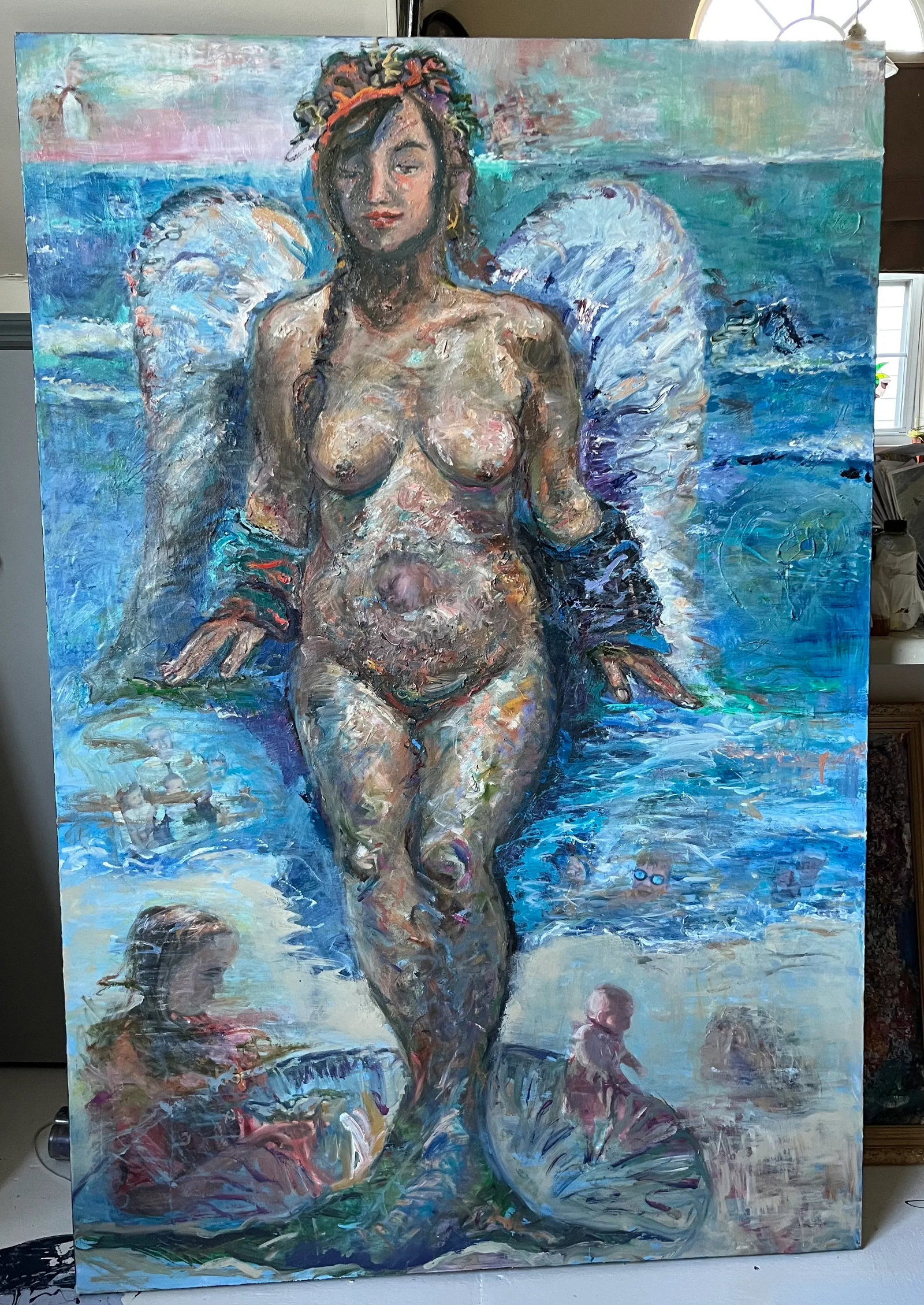 ''Birth of a Mermaid'' Contemporary, Figurative Oil Paintings, by Van Ness - 3