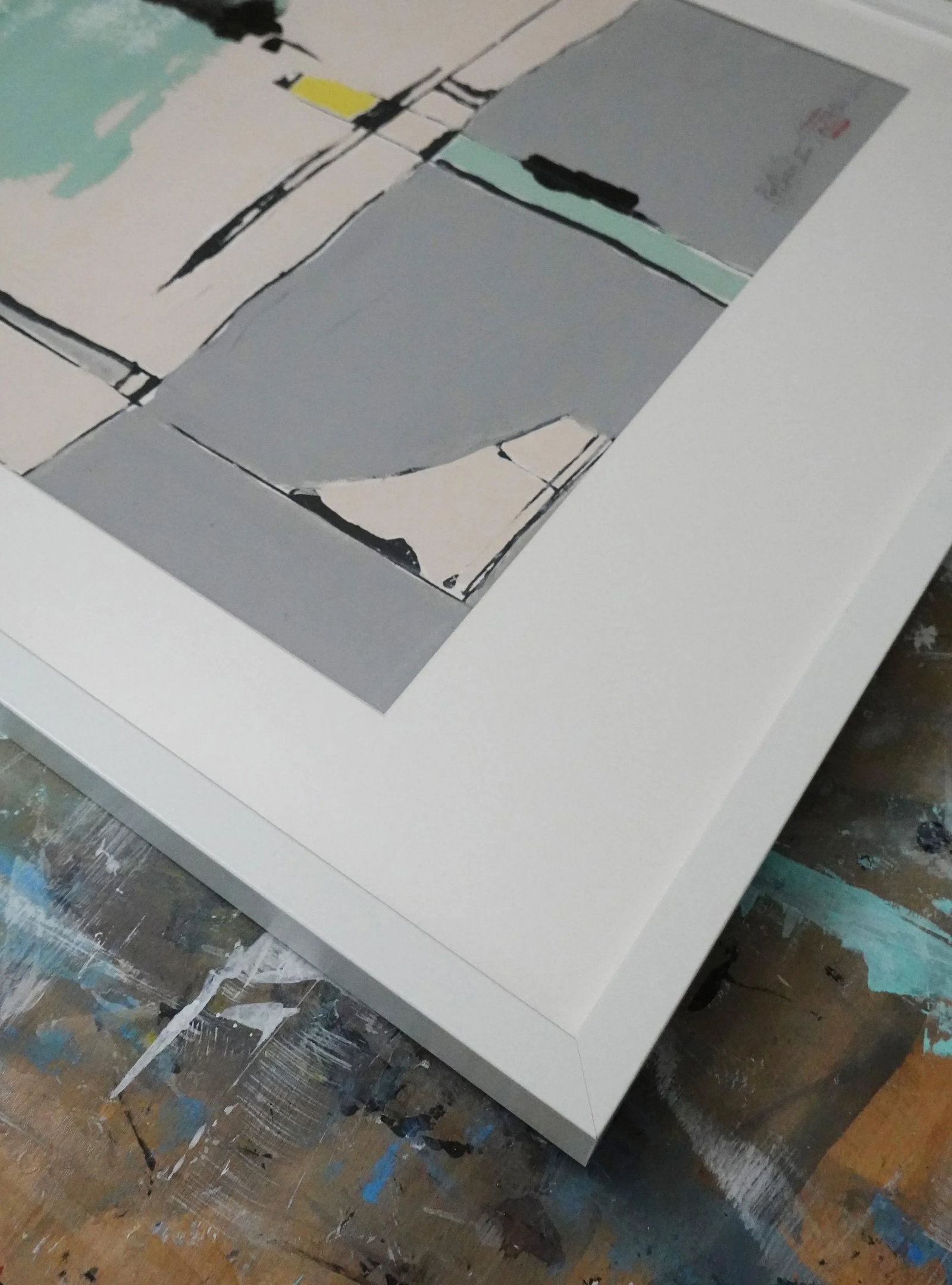 "popcorn.XI" Framed Abstract Original Painting - 3