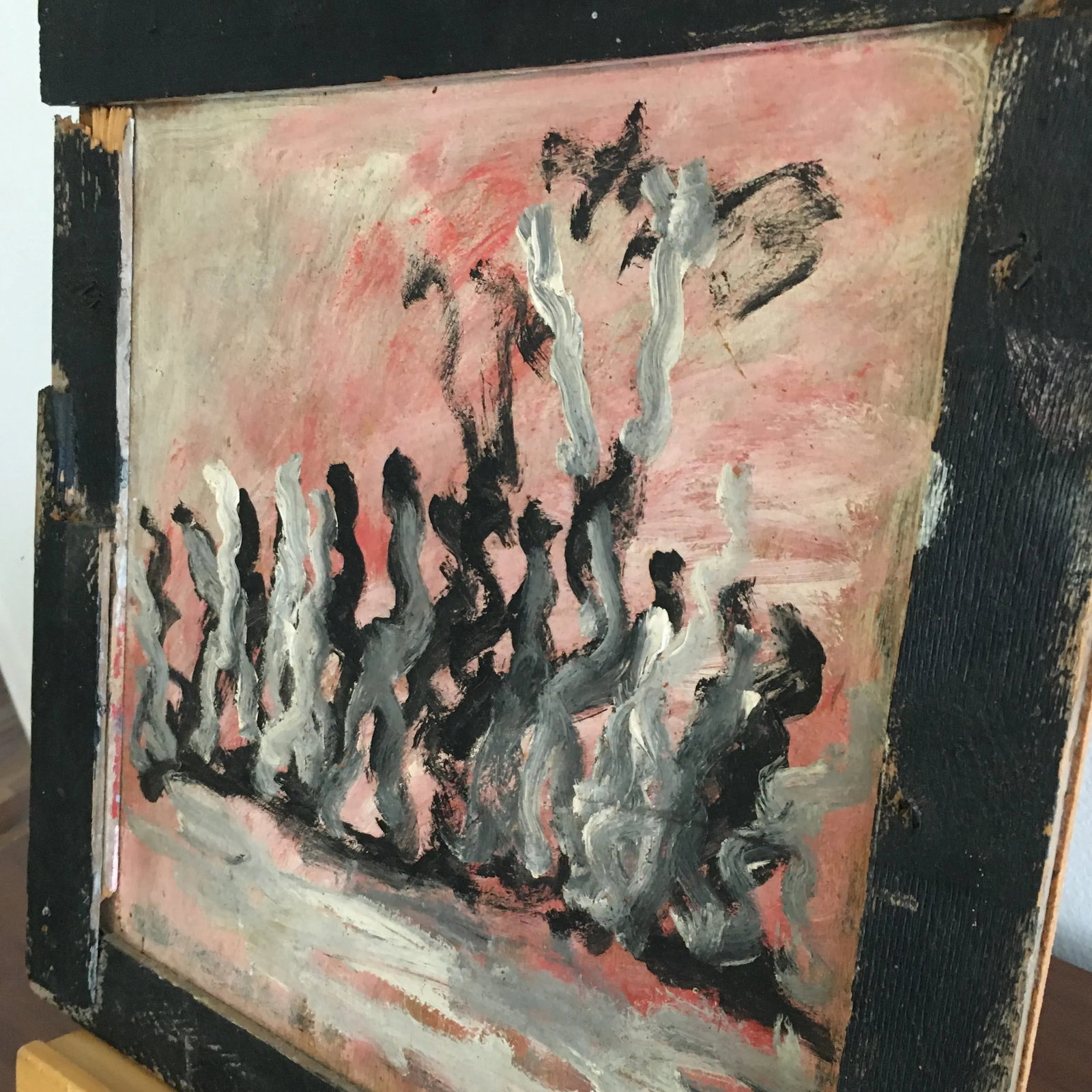 Purvis Young 1990's Abstract Figural Painting on Board and Handmade Frame - 10