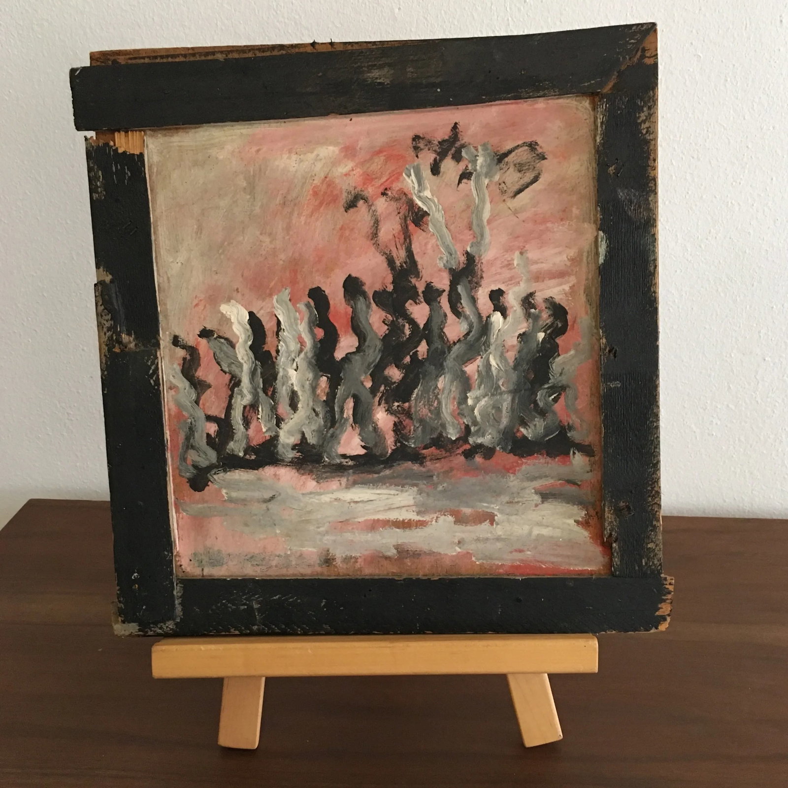 Purvis Young 1990's Abstract Figural Painting on Board and Handmade Frame - 11