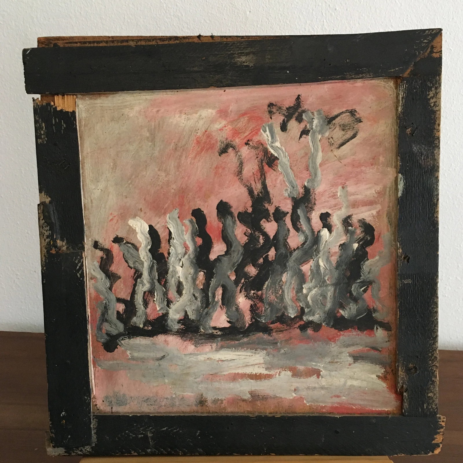 Purvis Young 1990's Abstract Figural Painting on Board and Handmade Frame - 2