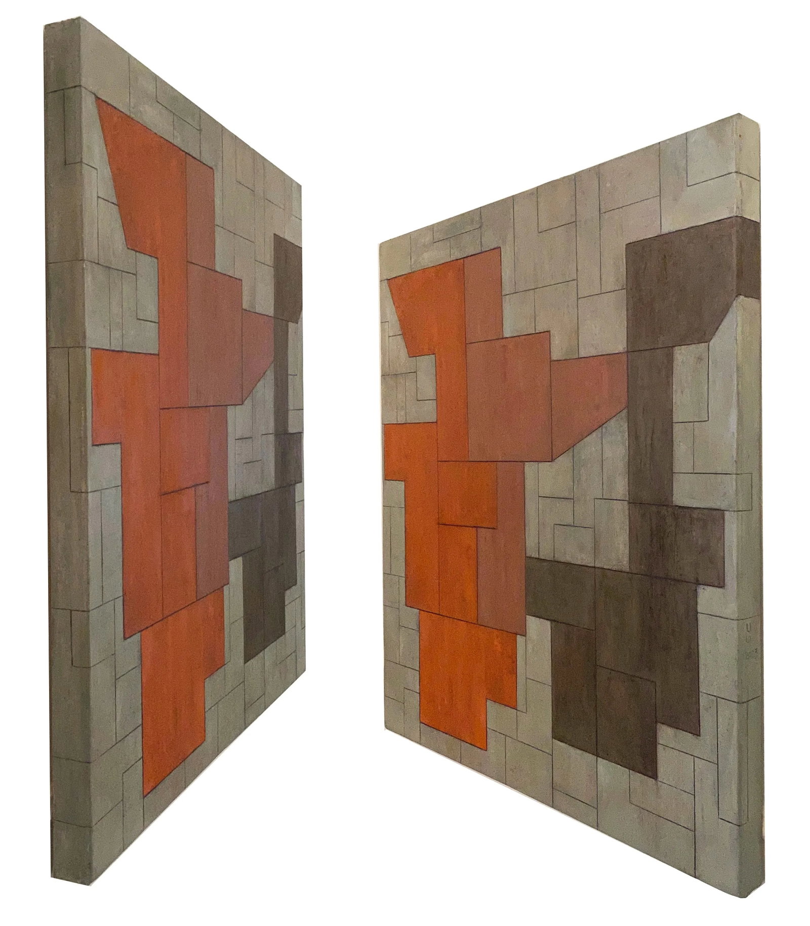 Contemporary Geometric Abstract Oil Painting Earth Tones by Stephen Cimini - 2