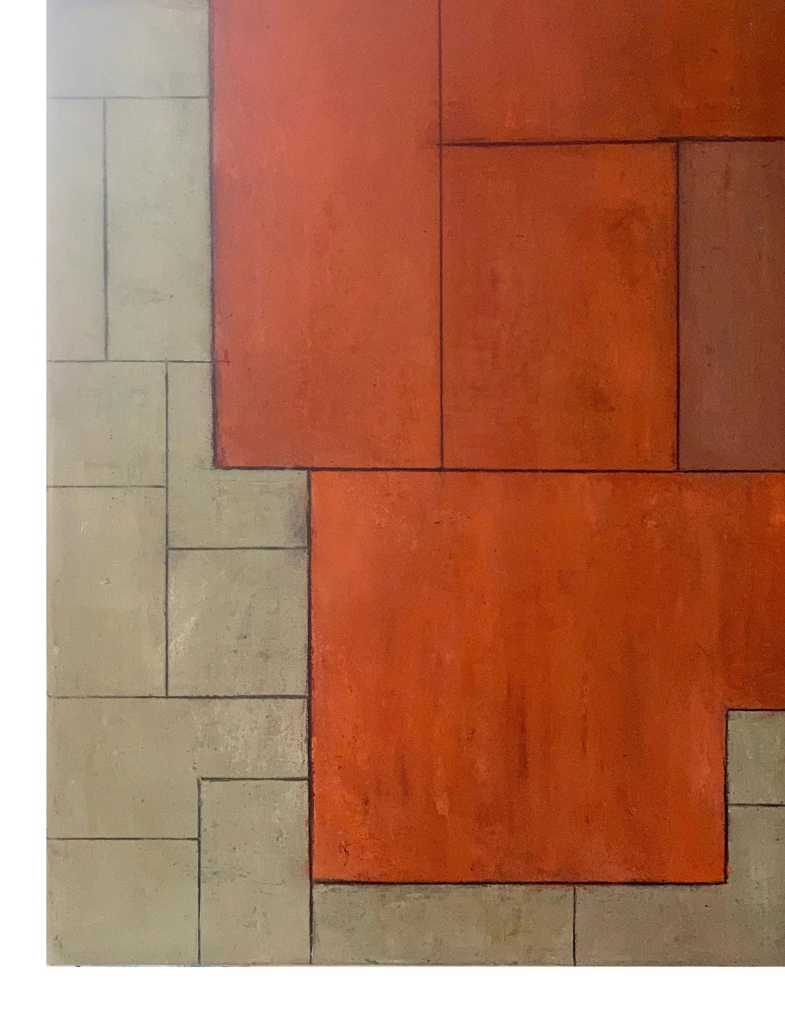 Contemporary Geometric Abstract Oil Painting Earth Tones by Stephen Cimini - 4