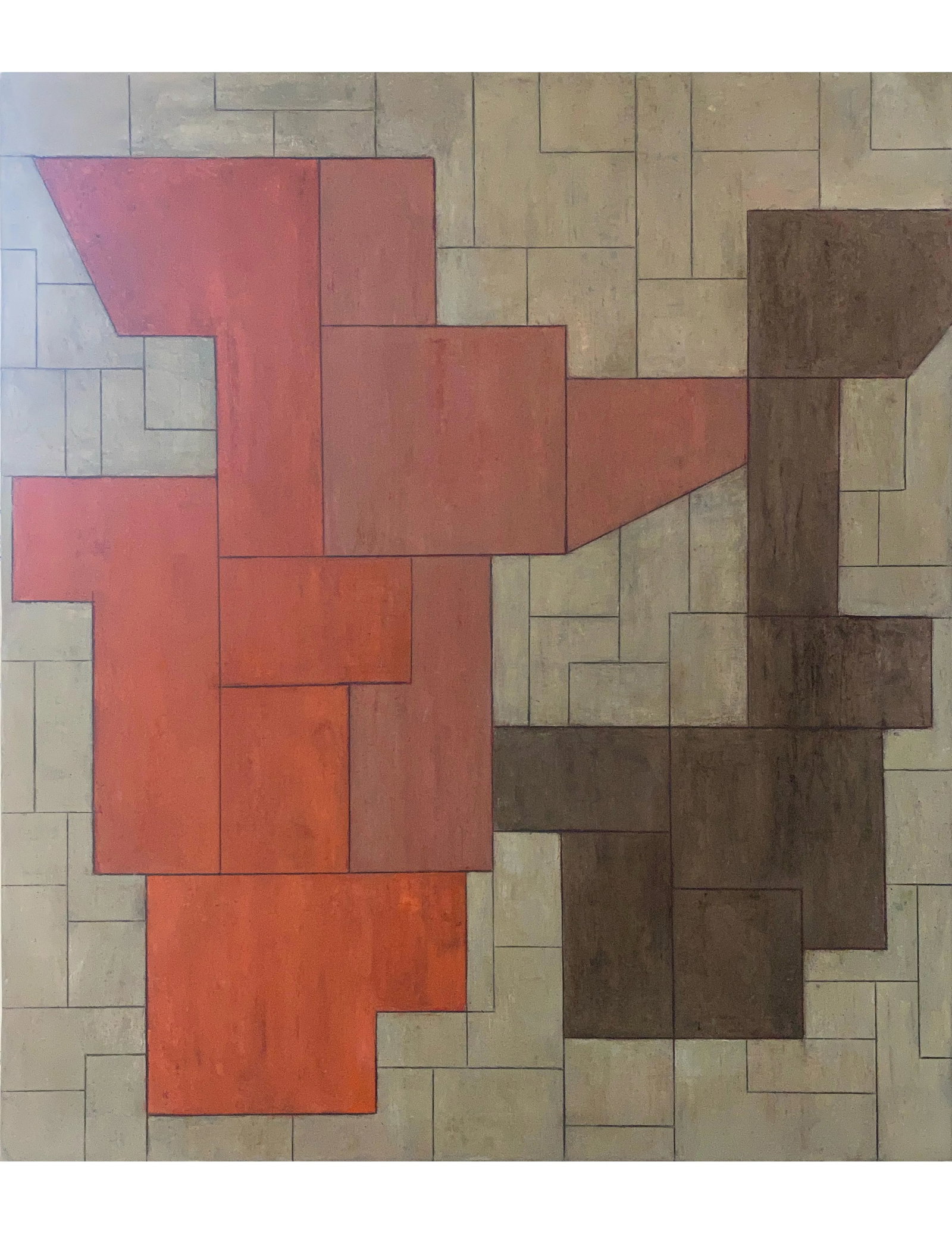 Contemporary Geometric Abstract Oil Painting Earth Tones by Stephen Cimini - 8