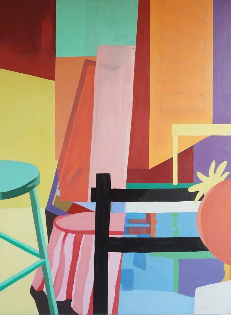 Contemporary Abstract Painting *Interior With Black Chair" - 2