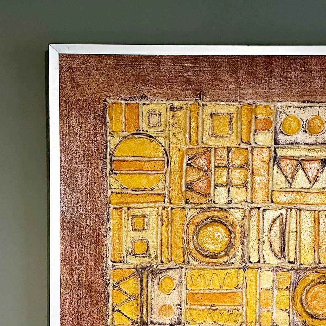 Mid-Century Abstract Bas Relief Painting - 4