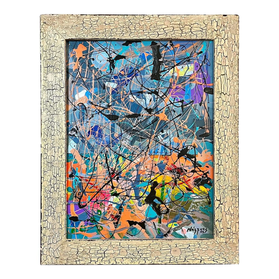 Original Modernist Abstract Composition Acrylic on Canvas by Michel Blazquez: Original modernist abstract composition by Michel Blazquez (Cuban-American, born 1972) titled Landscape I, 2023 Acrylic painting on canvas Signed and dated to lower right attributes inscribed to verso
