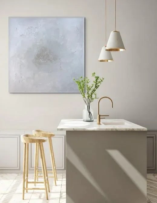 "White Flower" KR Moehr Large Original Abstract Neutral Art Painting - 3