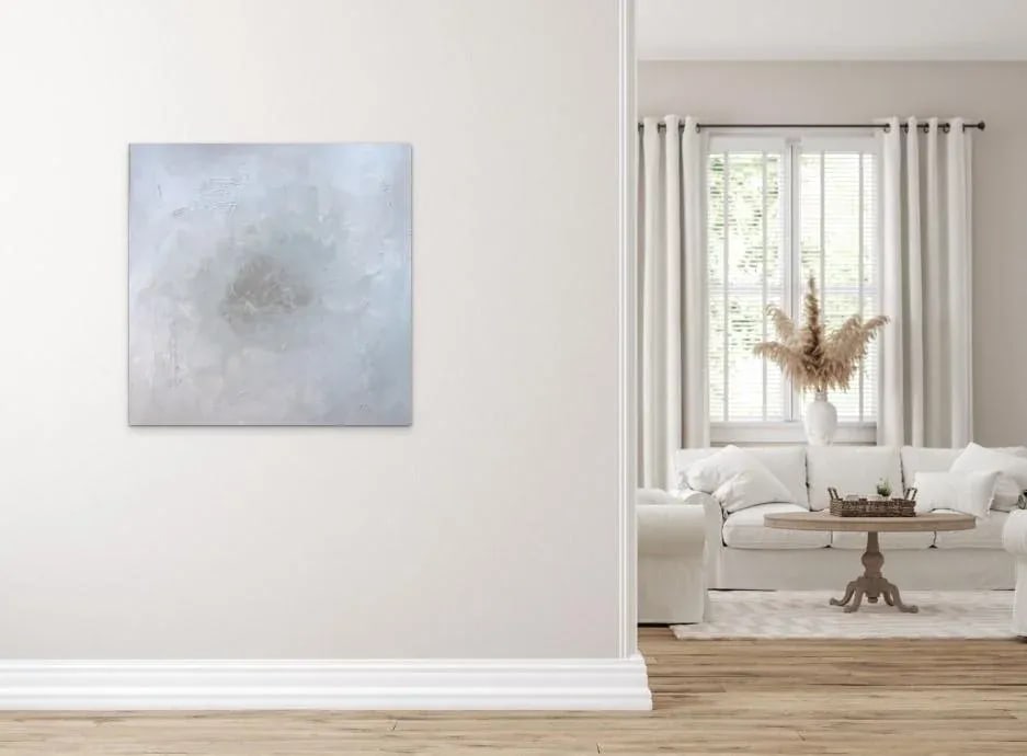 "White Flower" KR Moehr Large Original Abstract Neutral Art Painting - 4