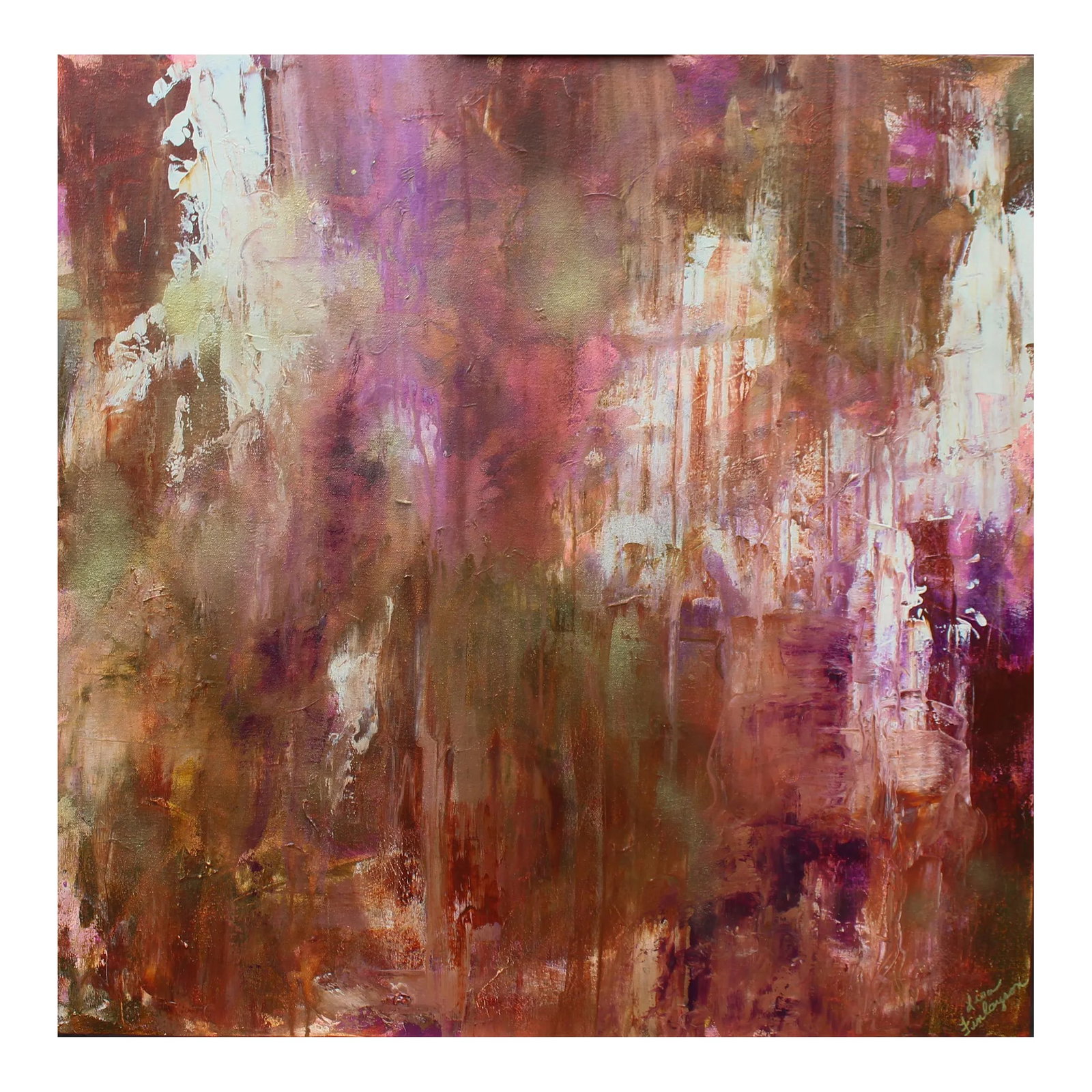 "End of the Innocence" Contemporary Abstract Painting *Original Abstract Art: A yearning - nostalgic and wistful. A fond remembrance of lost times.... "End of the Innocence" was created with acrylic paints in a palette of sienna, umber, pinks, purple, cream and gold. The