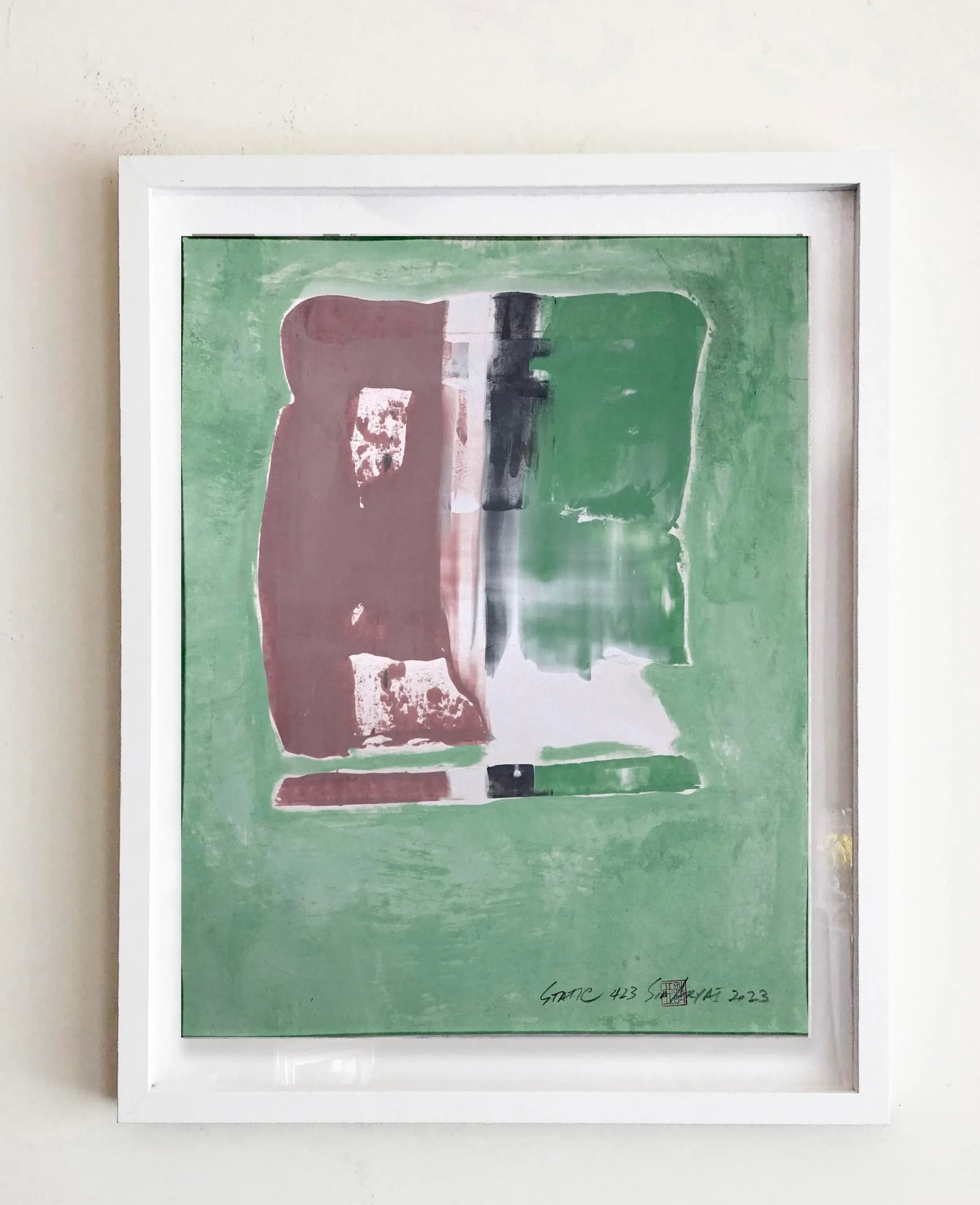 Static 423 Framed Abstract Green/Brown Painting - 4