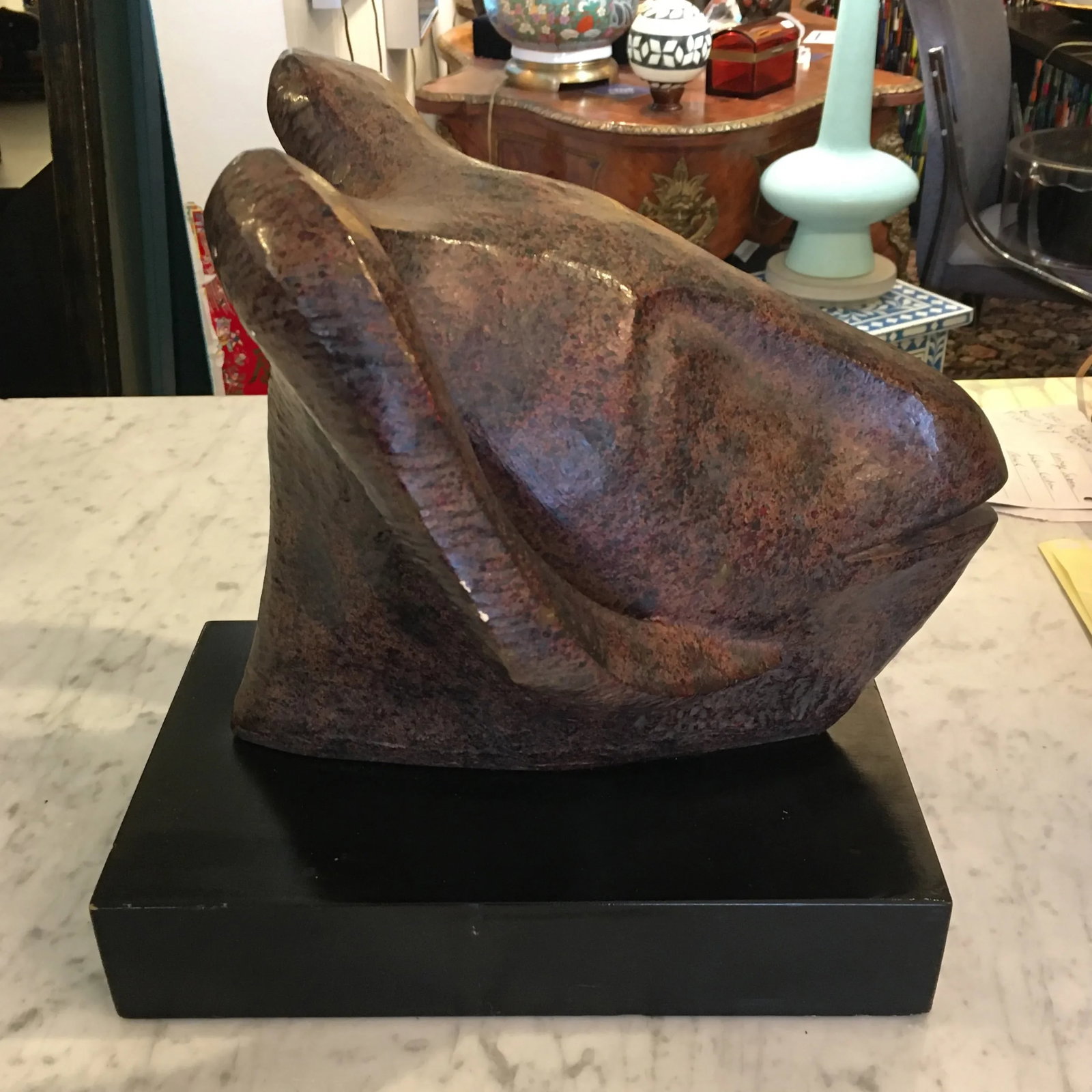 Textured Metal Ram Head Sculpture - 5