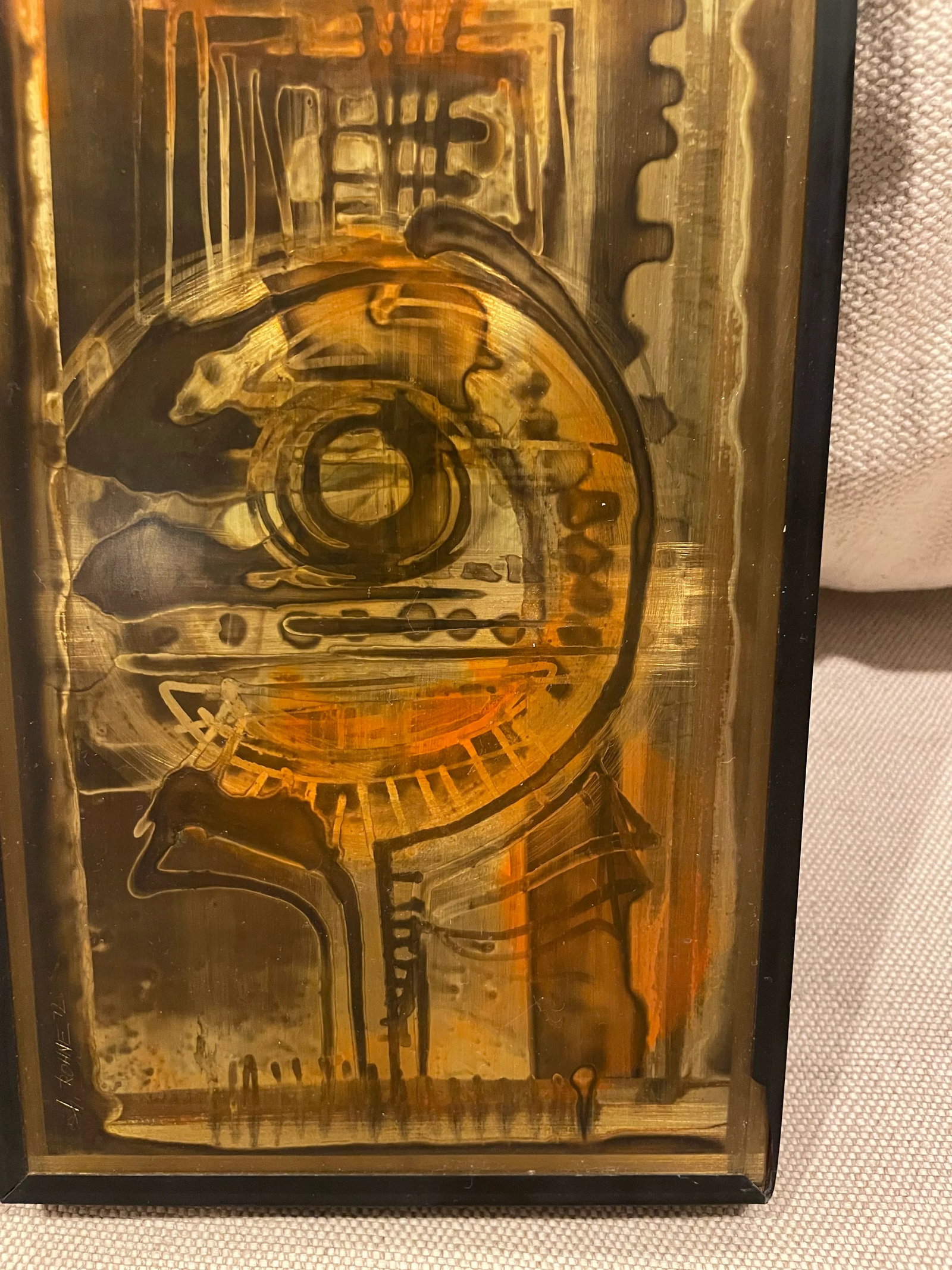 Original Bernard Rohne Etched Metallic Artwork 1972 - 2