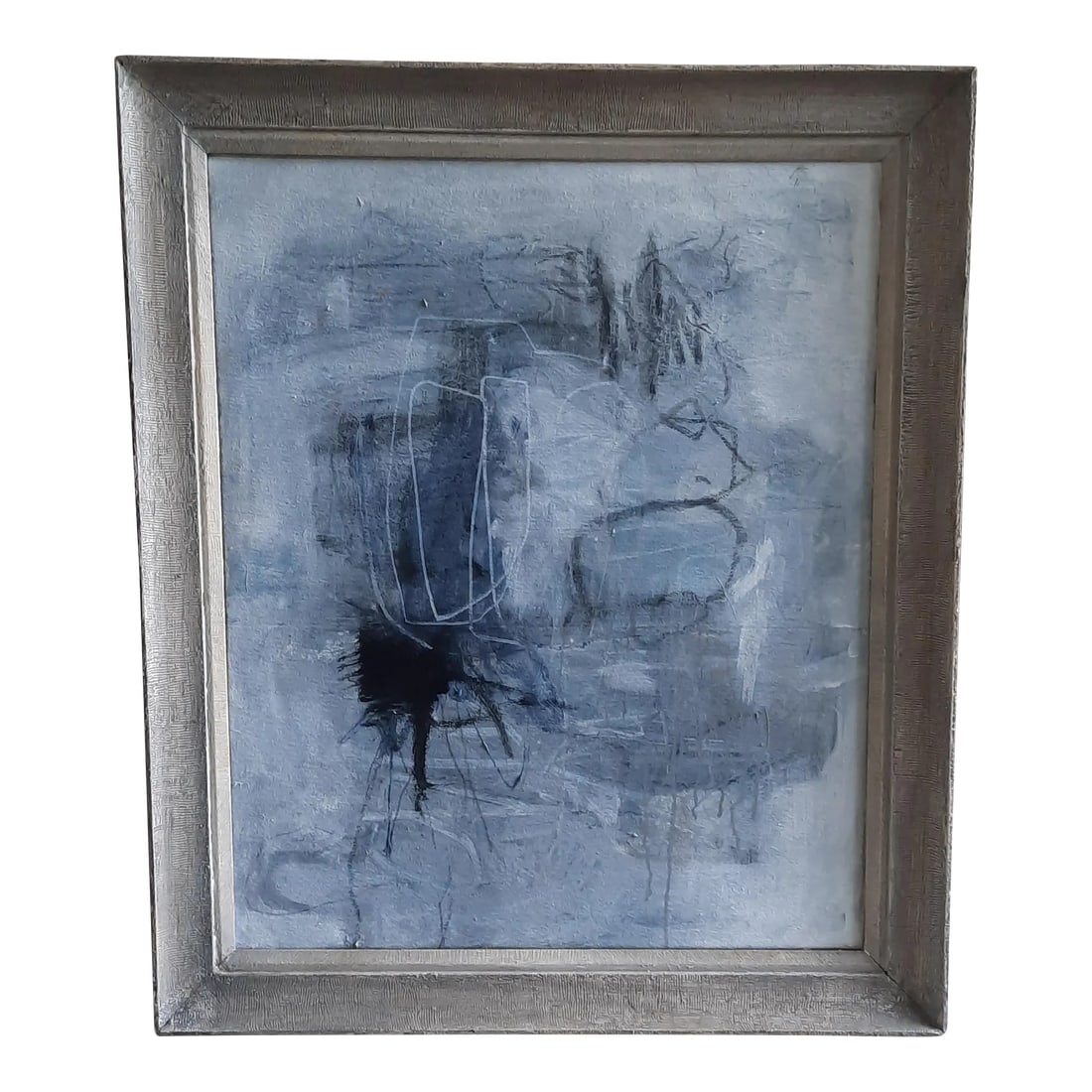 Beth Downey Contemporary Abstract Painting: This contemporary acrylic on canvas abstract painting is by South Florida artist, Beth Downey. This painting has wonderful shades of whitish grays leading all the way to a touch of black and was