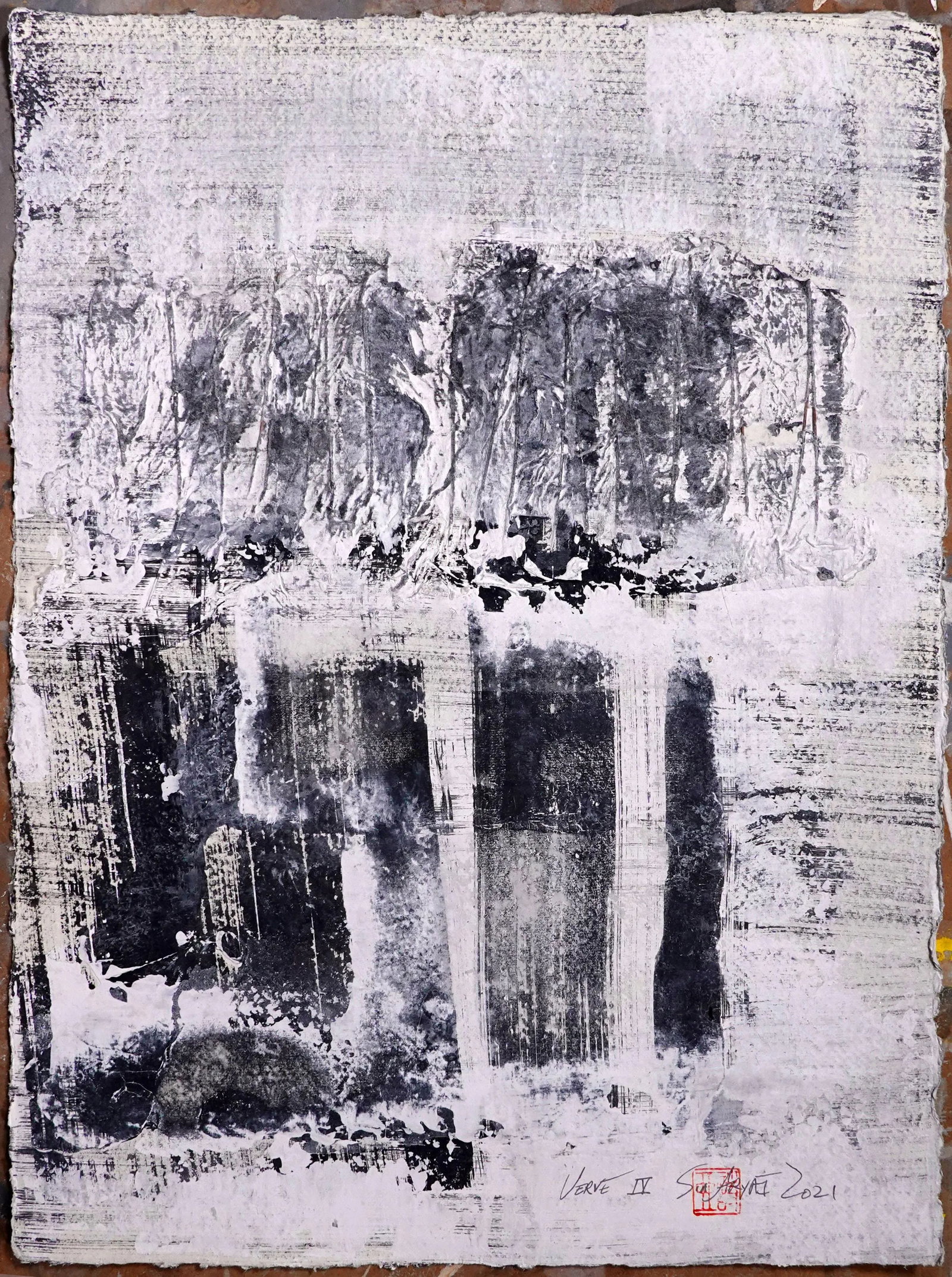 Verve. IV Framed Abstract Black & White Mixed Media - 2