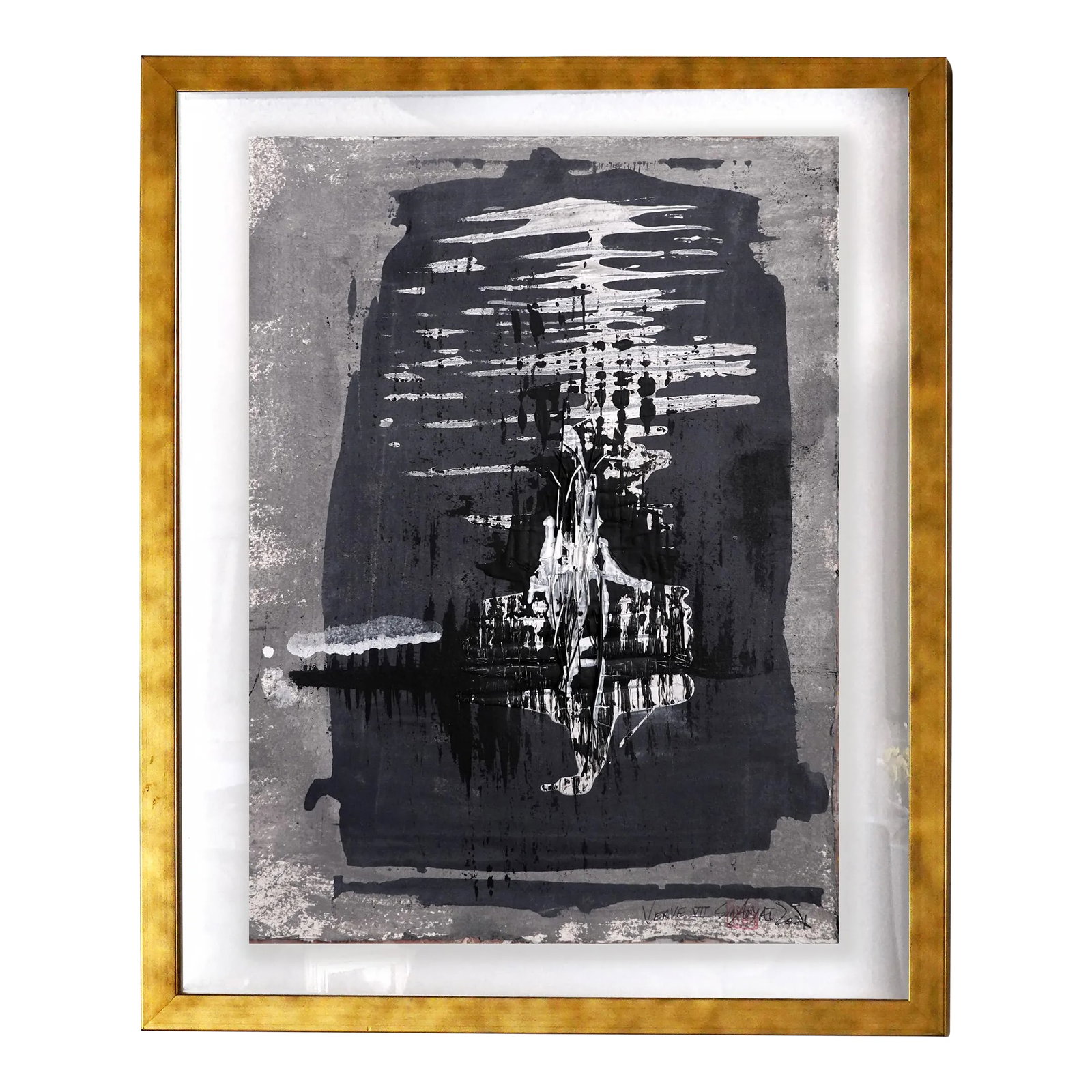 Verve.VII Framed Abstract Minimal Black & White Painting (1 of 4)