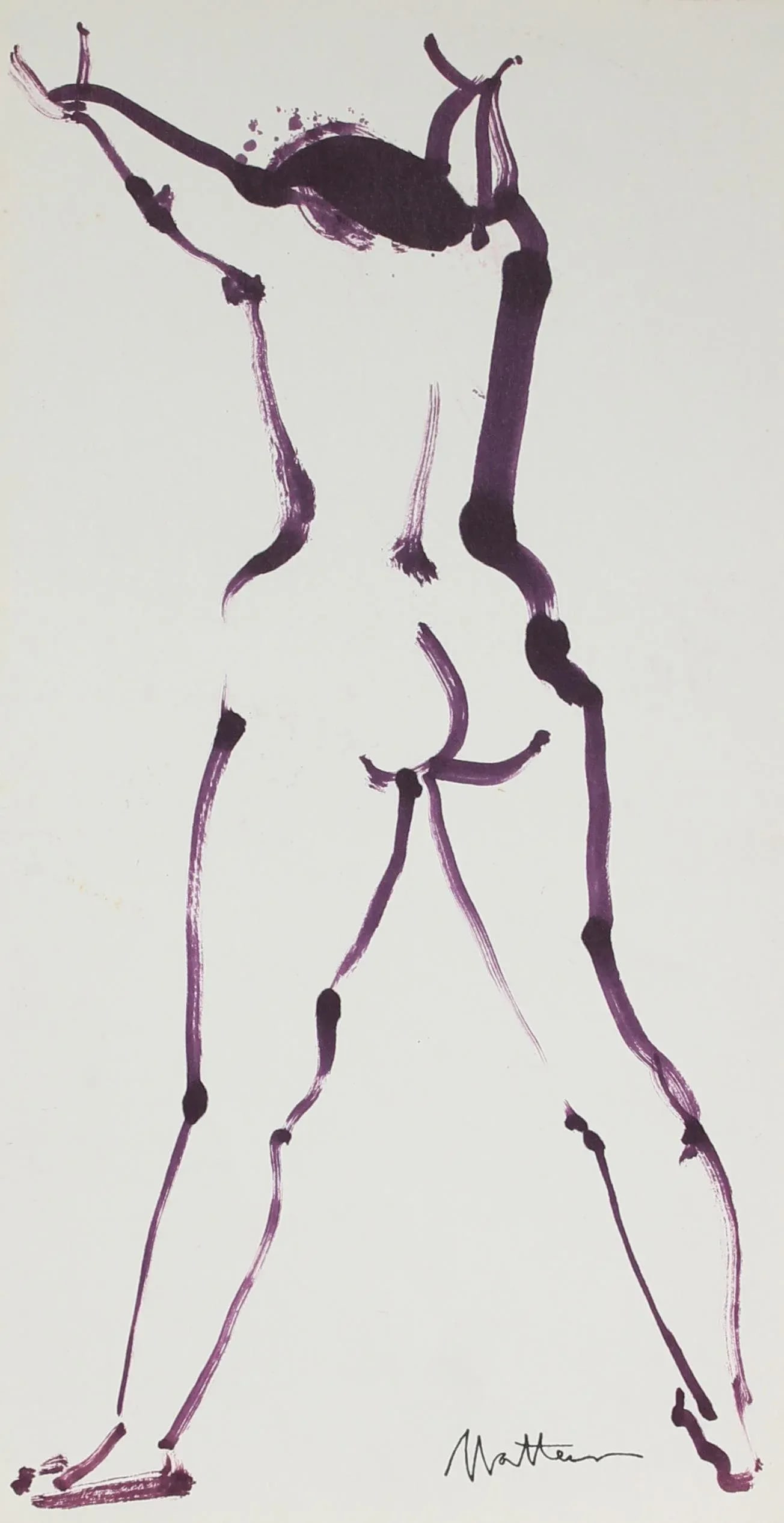 Modernist Nude in Purple Ink, 20th Century - 3