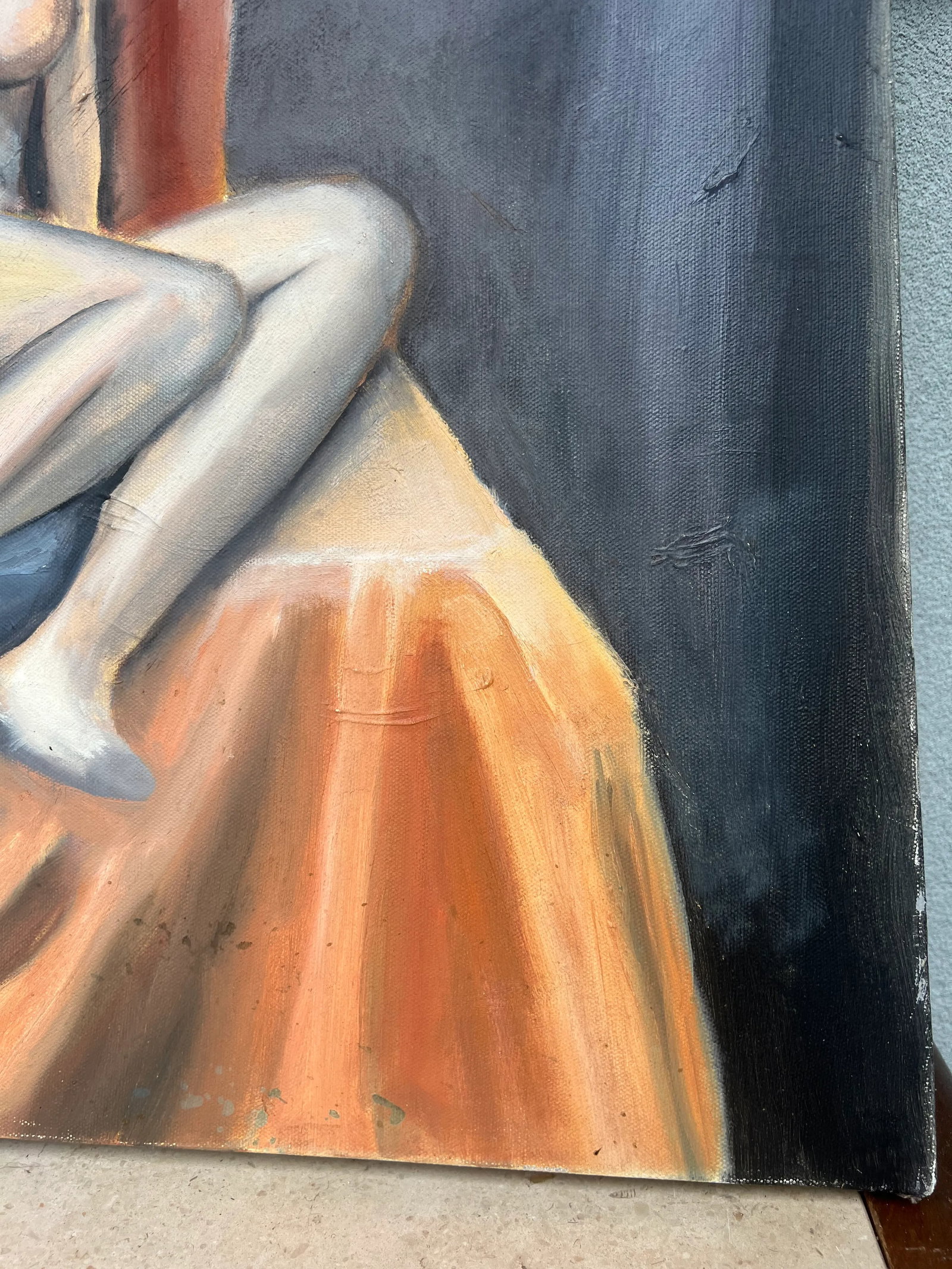 Late 20th Century Expressionist Nude Portrait Oil Painting Study - 2