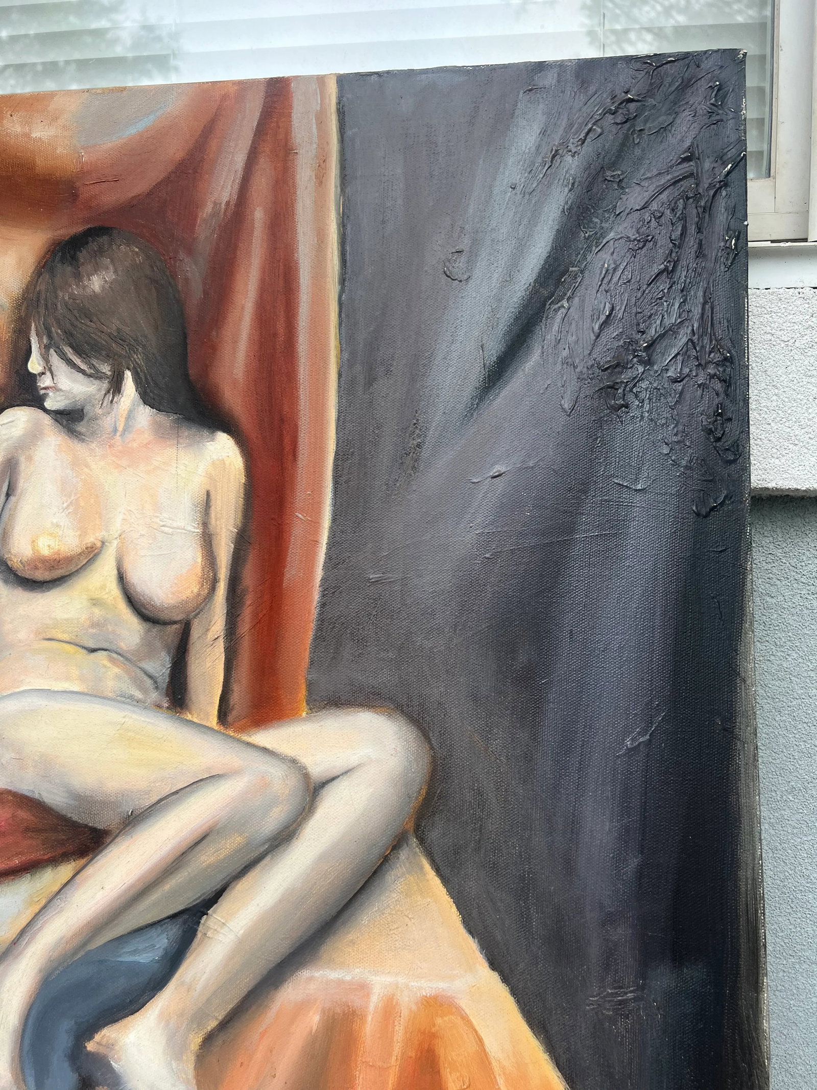 Late 20th Century Expressionist Nude Portrait Oil Painting Study - 3