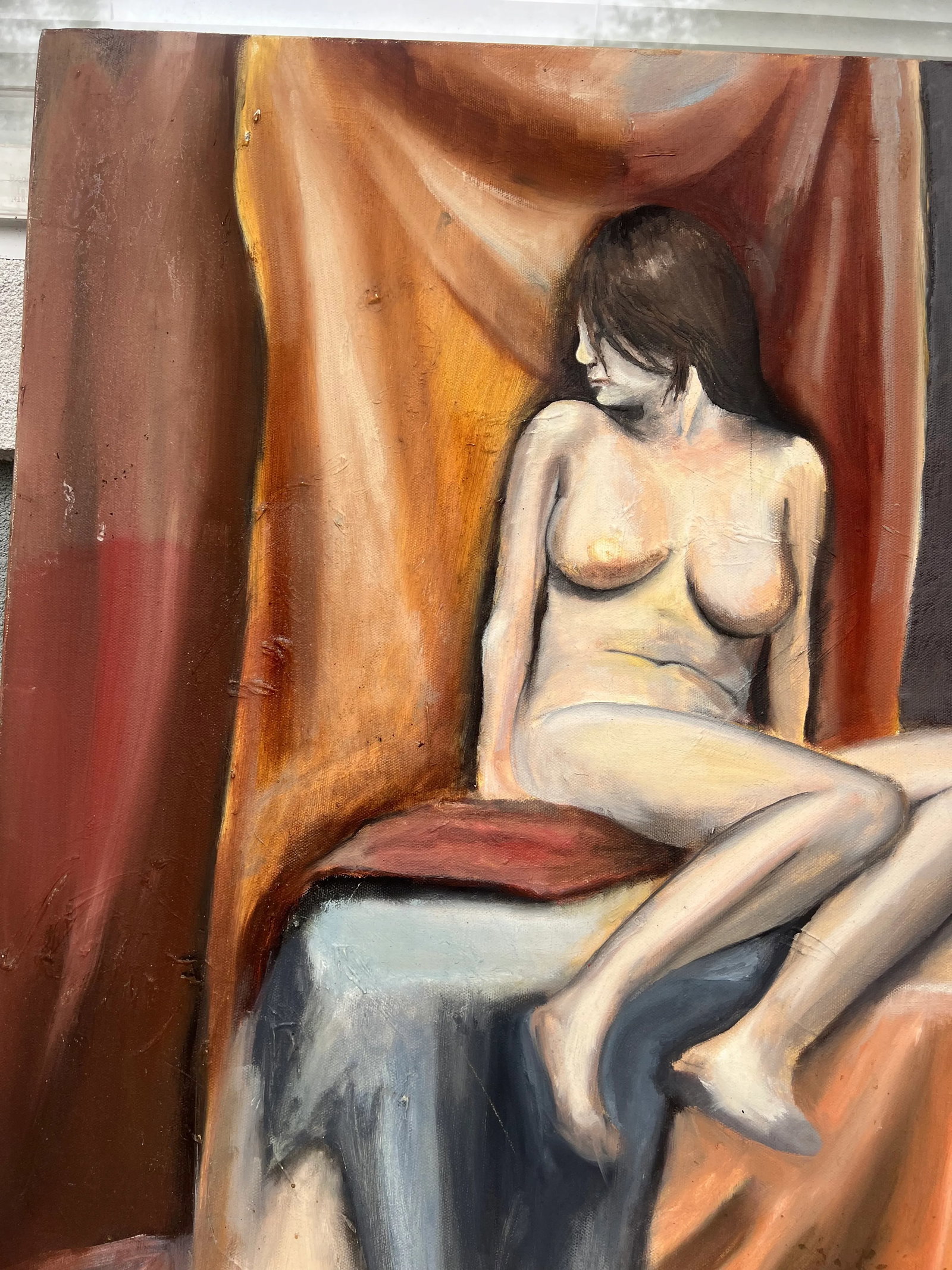 Late 20th Century Expressionist Nude Portrait Oil Painting Study - 4