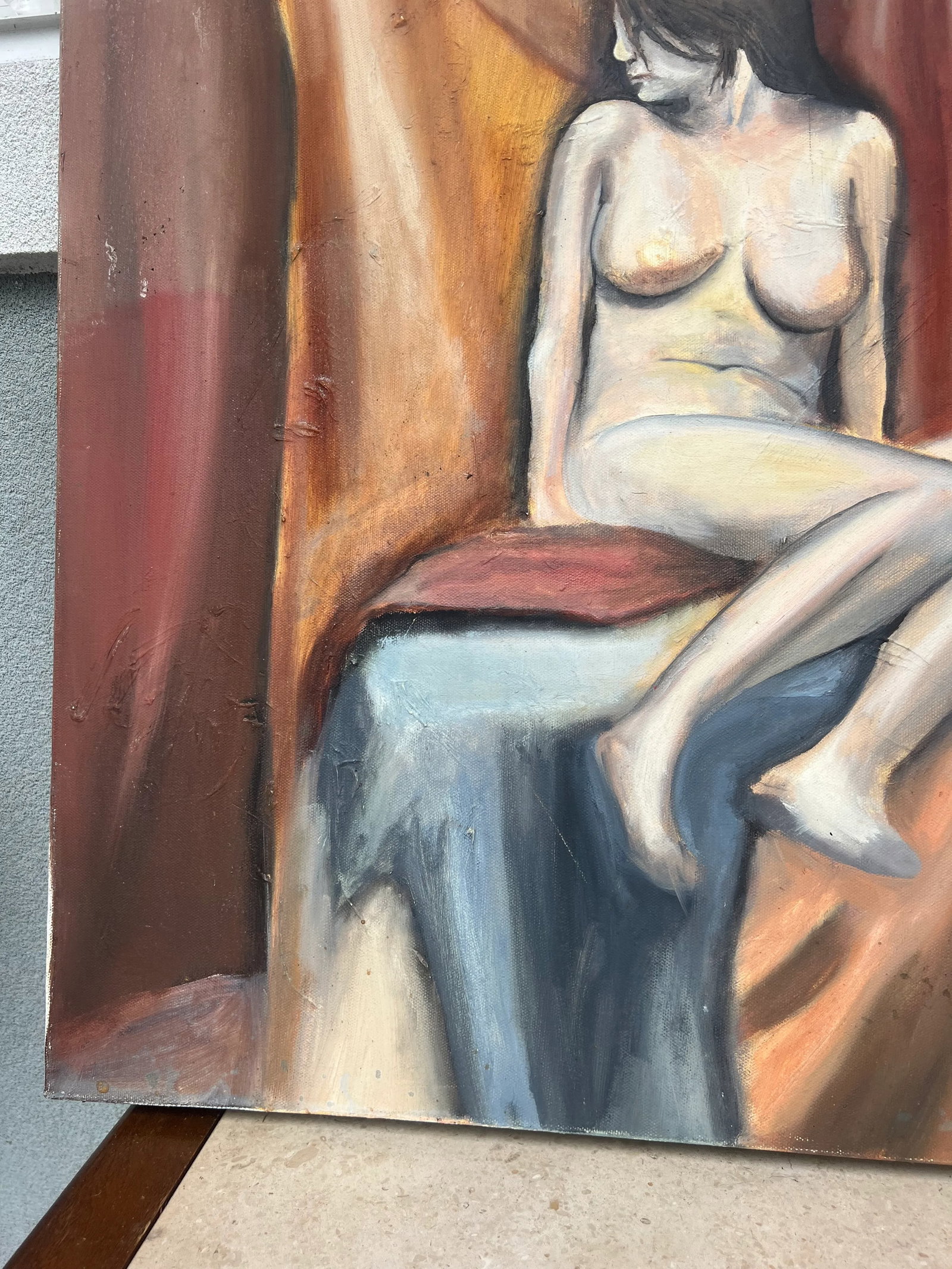 Late 20th Century Expressionist Nude Portrait Oil Painting Study - 5