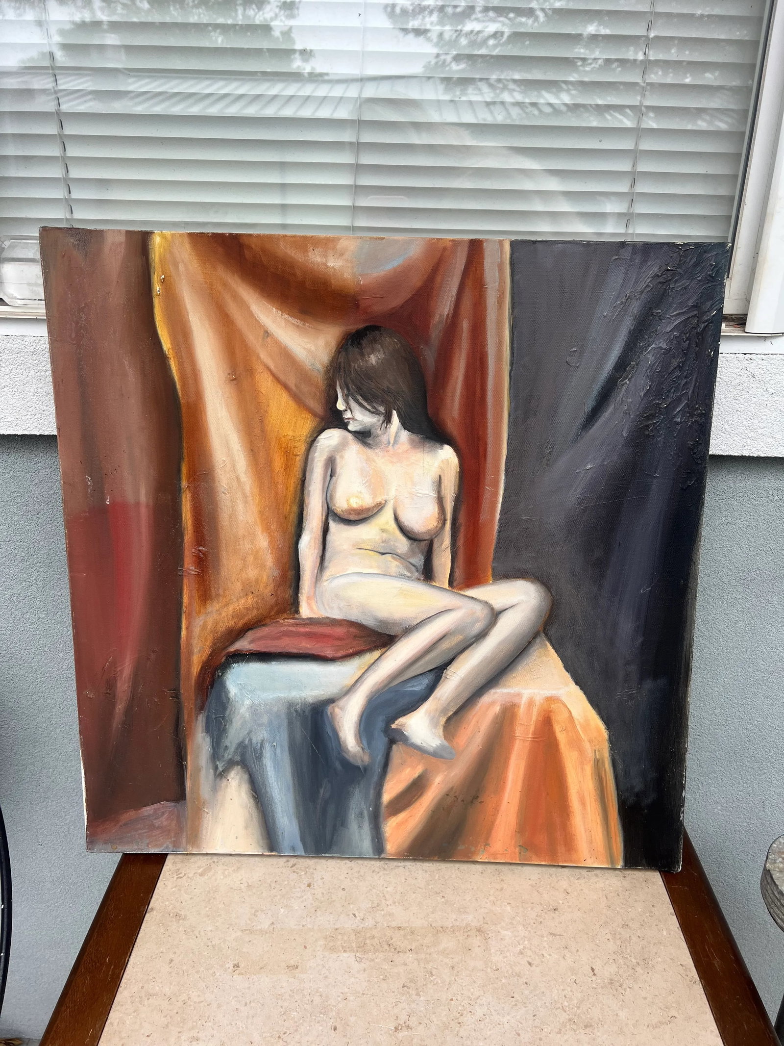 Late 20th Century Expressionist Nude Portrait Oil Painting Study - 9
