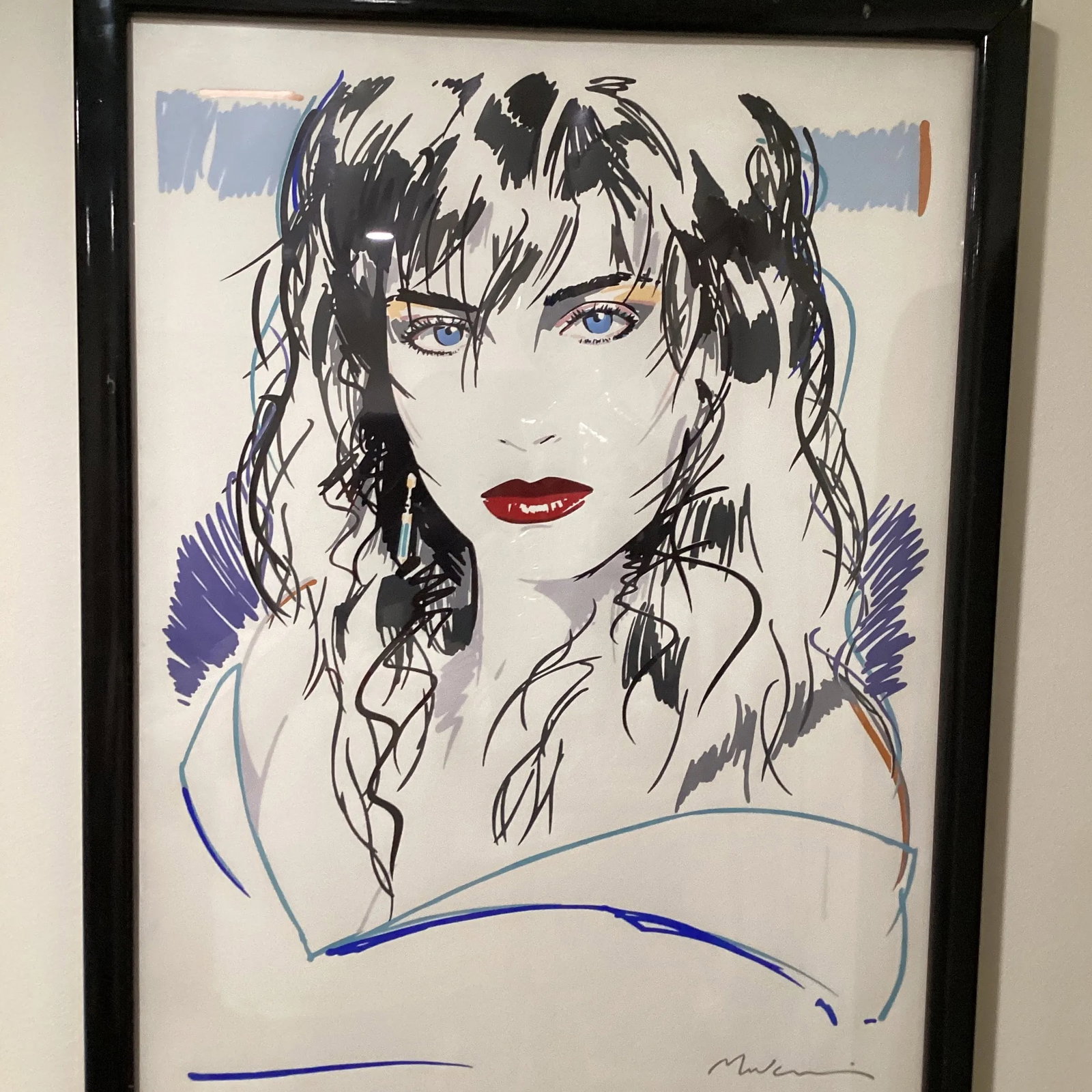 Vintage Dennis Mukai-Caren Peterson 'Blue Eyes' Litho-Hand Signed Framed - 2