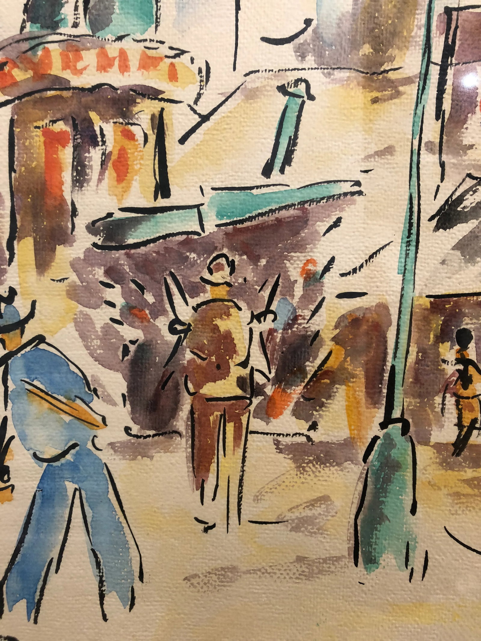 Vintage "Paris Street Scene" Watercolor Painting by Fred Roner - 4
