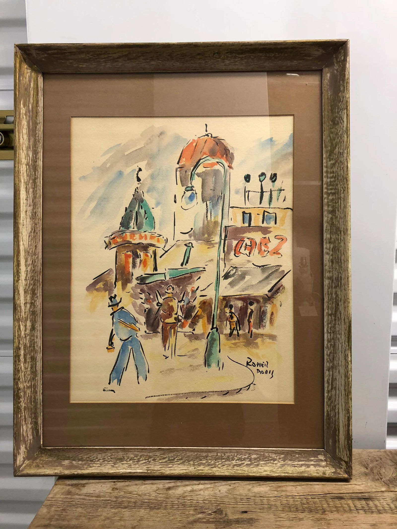 Vintage "Paris Street Scene" Watercolor Painting by Fred Roner - 8