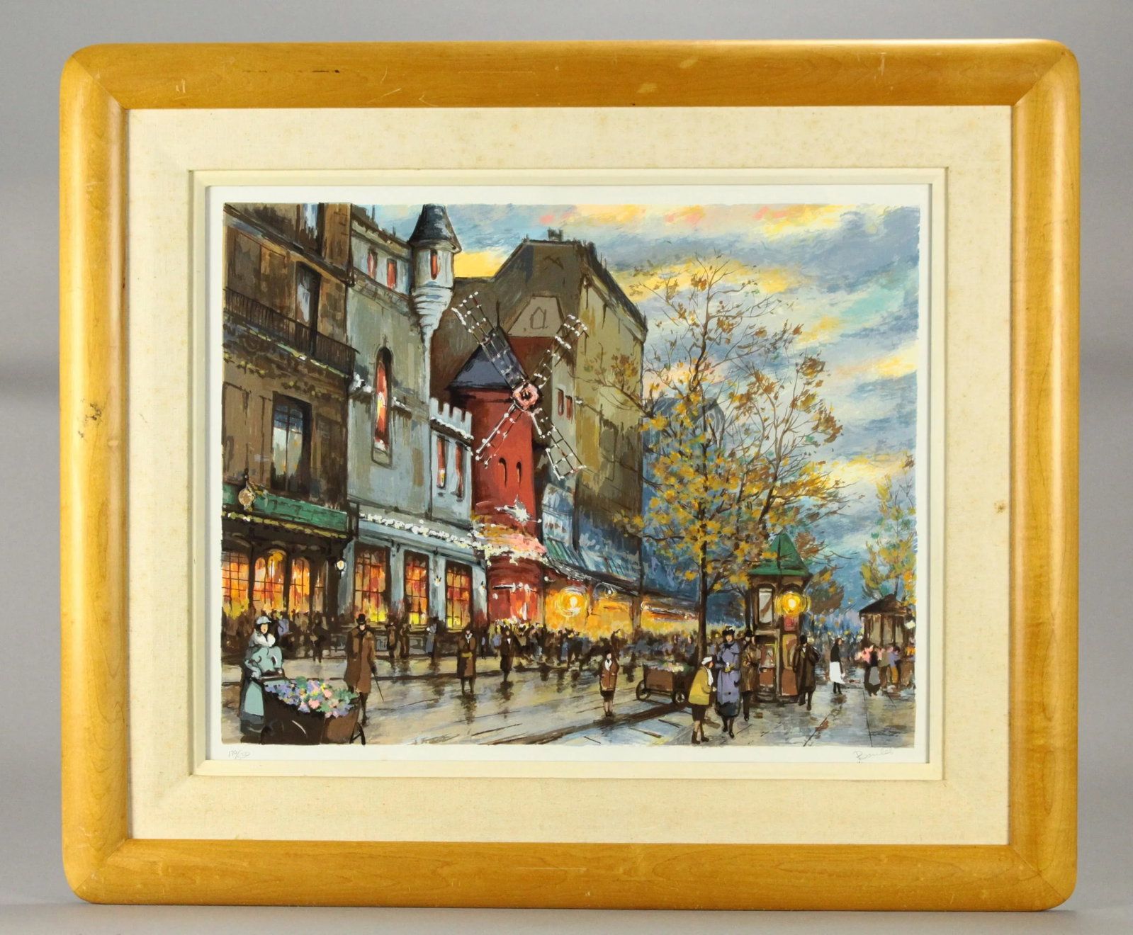 Mid 20th Century Antoine Boulet French Silkscreen "Autumn in Paris, Moulin Rouge" - 11