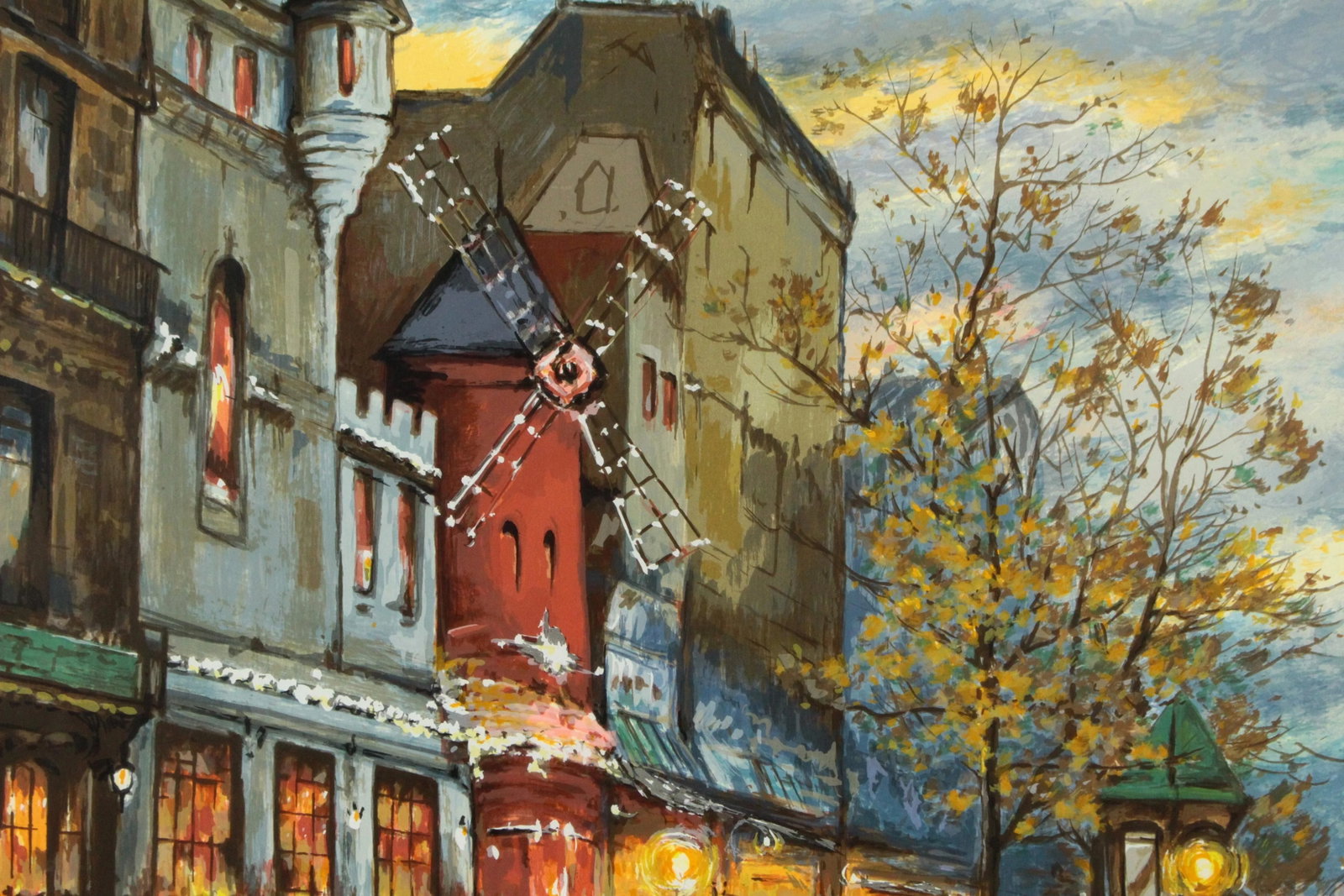 Mid 20th Century Antoine Boulet French Silkscreen "Autumn in Paris, Moulin Rouge" - 3
