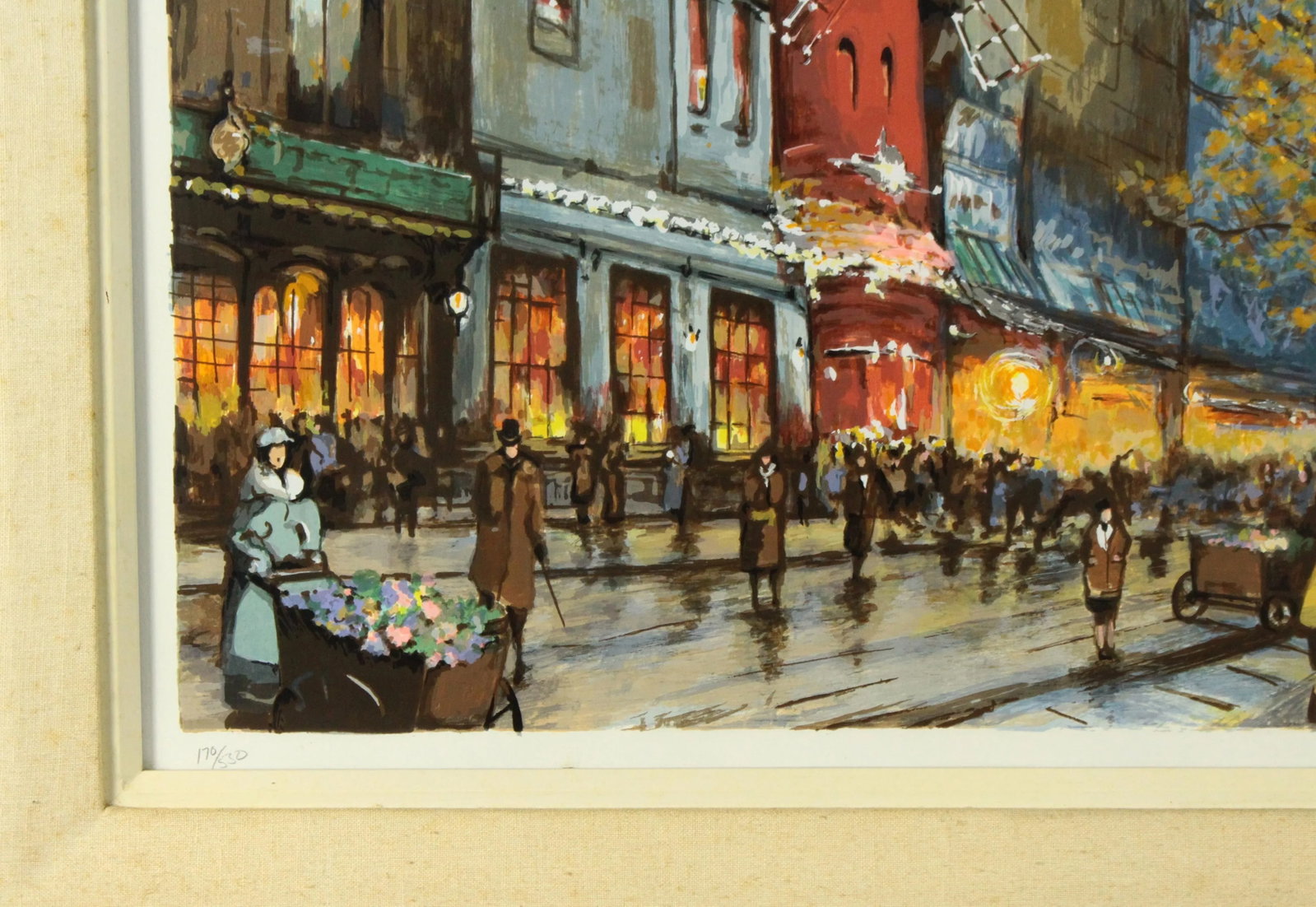Mid 20th Century Antoine Boulet French Silkscreen "Autumn in Paris, Moulin Rouge" - 4