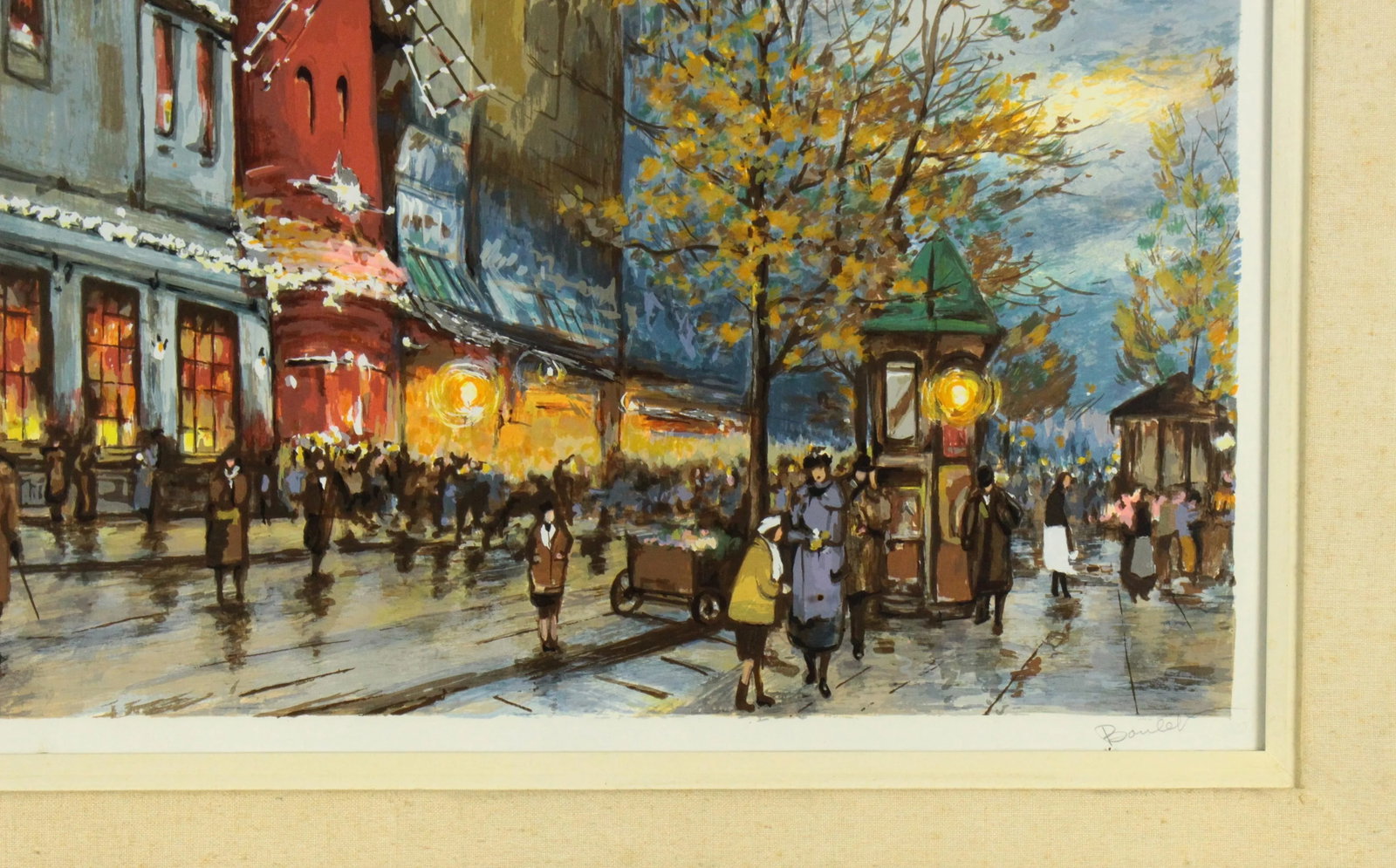 Mid 20th Century Antoine Boulet French Silkscreen "Autumn in Paris, Moulin Rouge" - 5