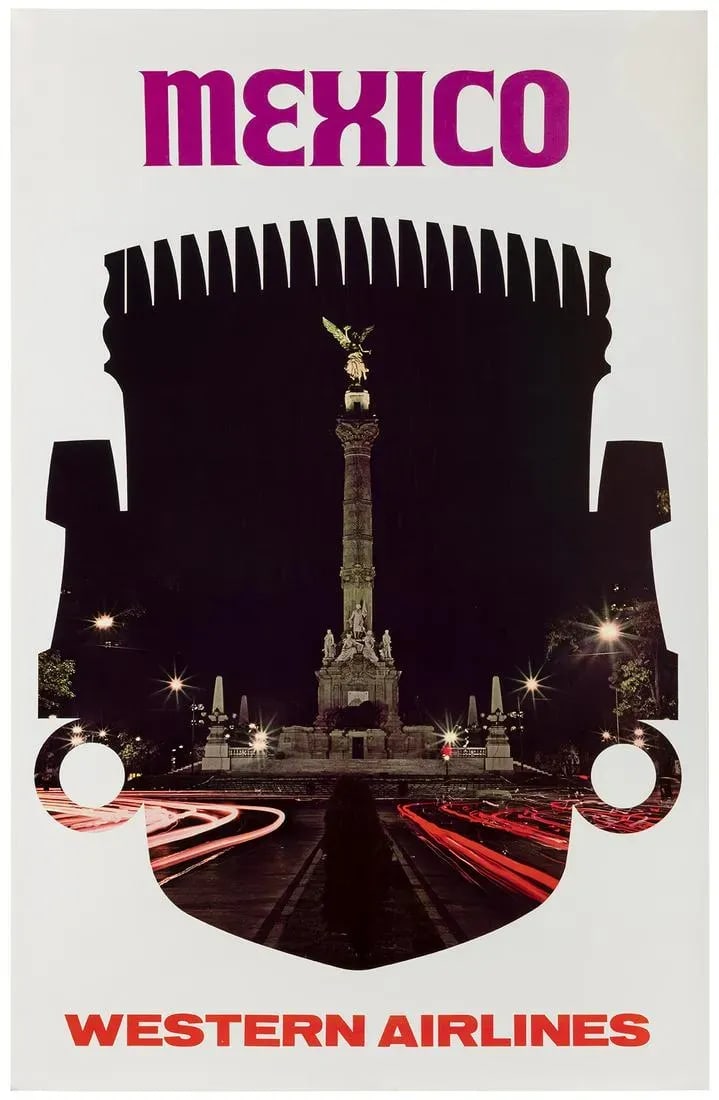 Vintage Travel Poster - Western Airlines / Mexico. Ca 1970 - 3