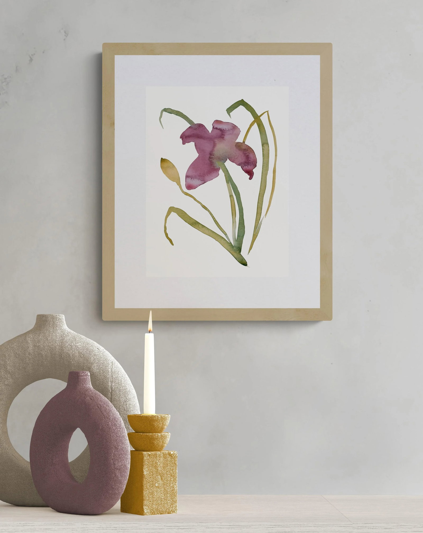 "Lily No. 16" Contemporary Original Botanical Flower Watercolor Painting by Elizabeth Becker - 2