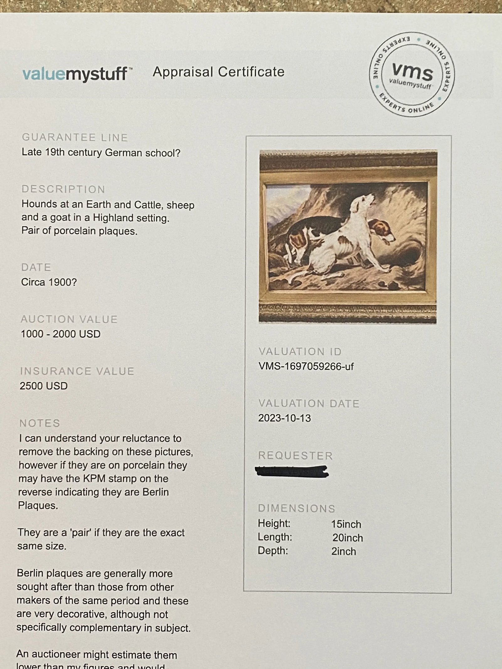 Pair of Berlin Porcelain Plaques 19th Century of Animals in Highland Settings - 10