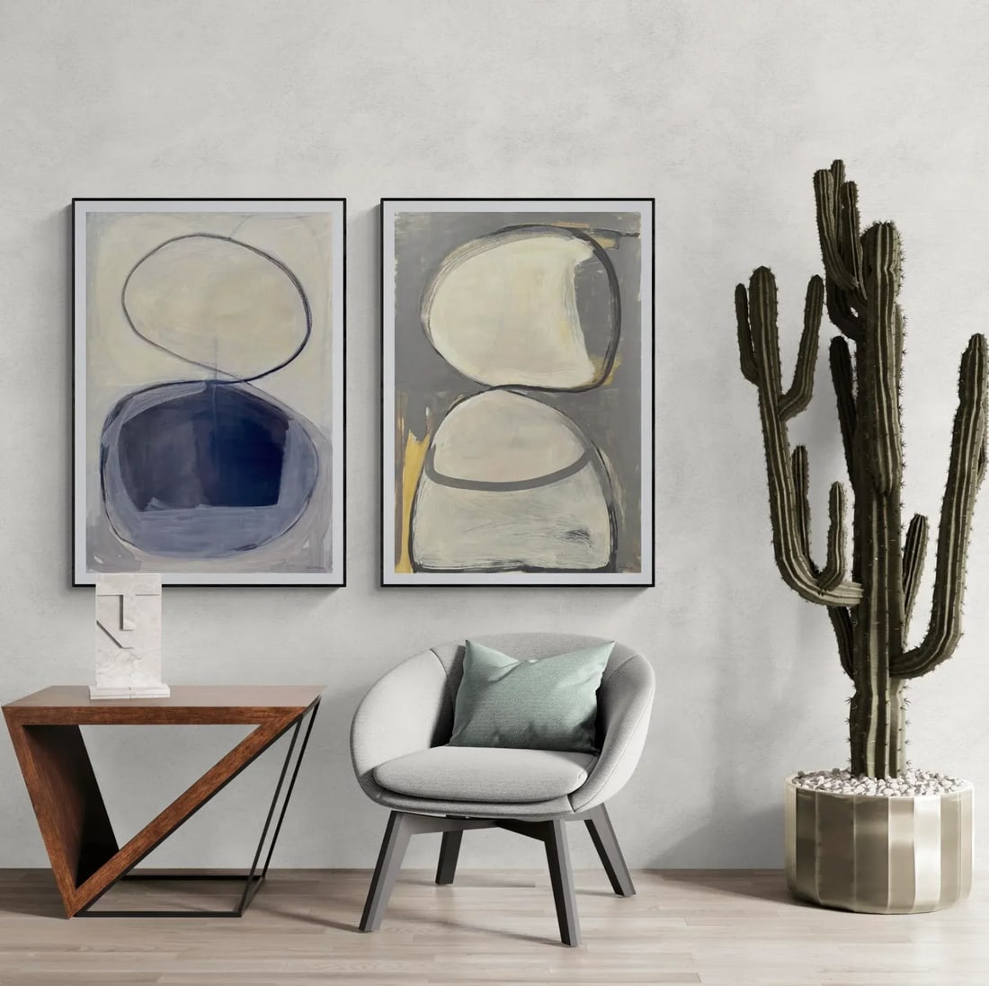 Sarah Vaaler Minimalist Abstract Painting in Neutral Colors - 3