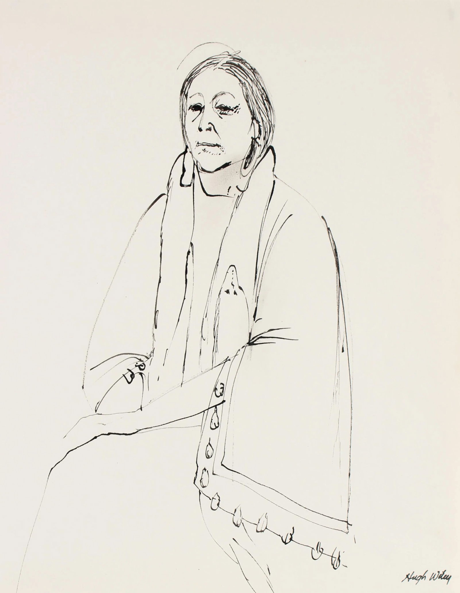 Portrait of a Native American Woman in Ink, 1974 (1 of 3)